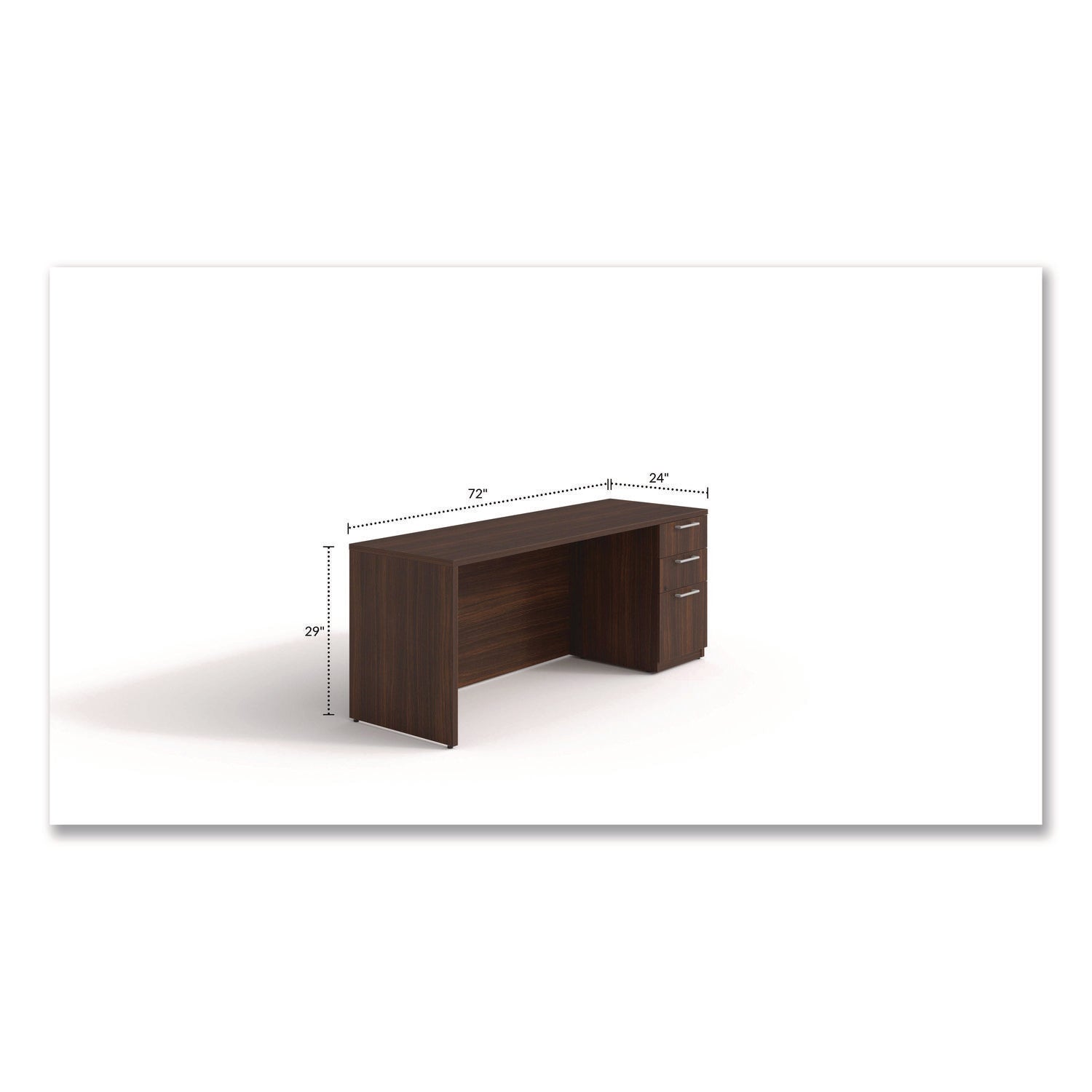 Alera® Alera Seville Series Credenza with Pedestal, Right Pedestal, 72w x 24d x 29h, Mahogany