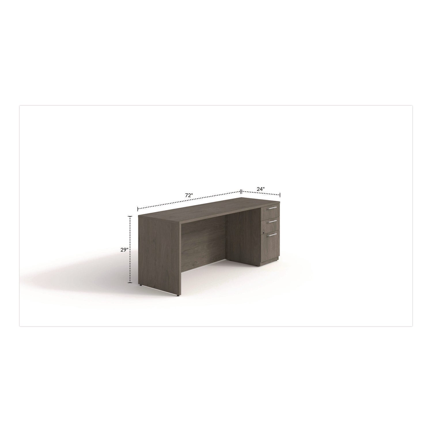 Alera® Alera Seville Series Credenza with Pedestal, Right Pedestal, 72w x 24d x 29h, Walnut
