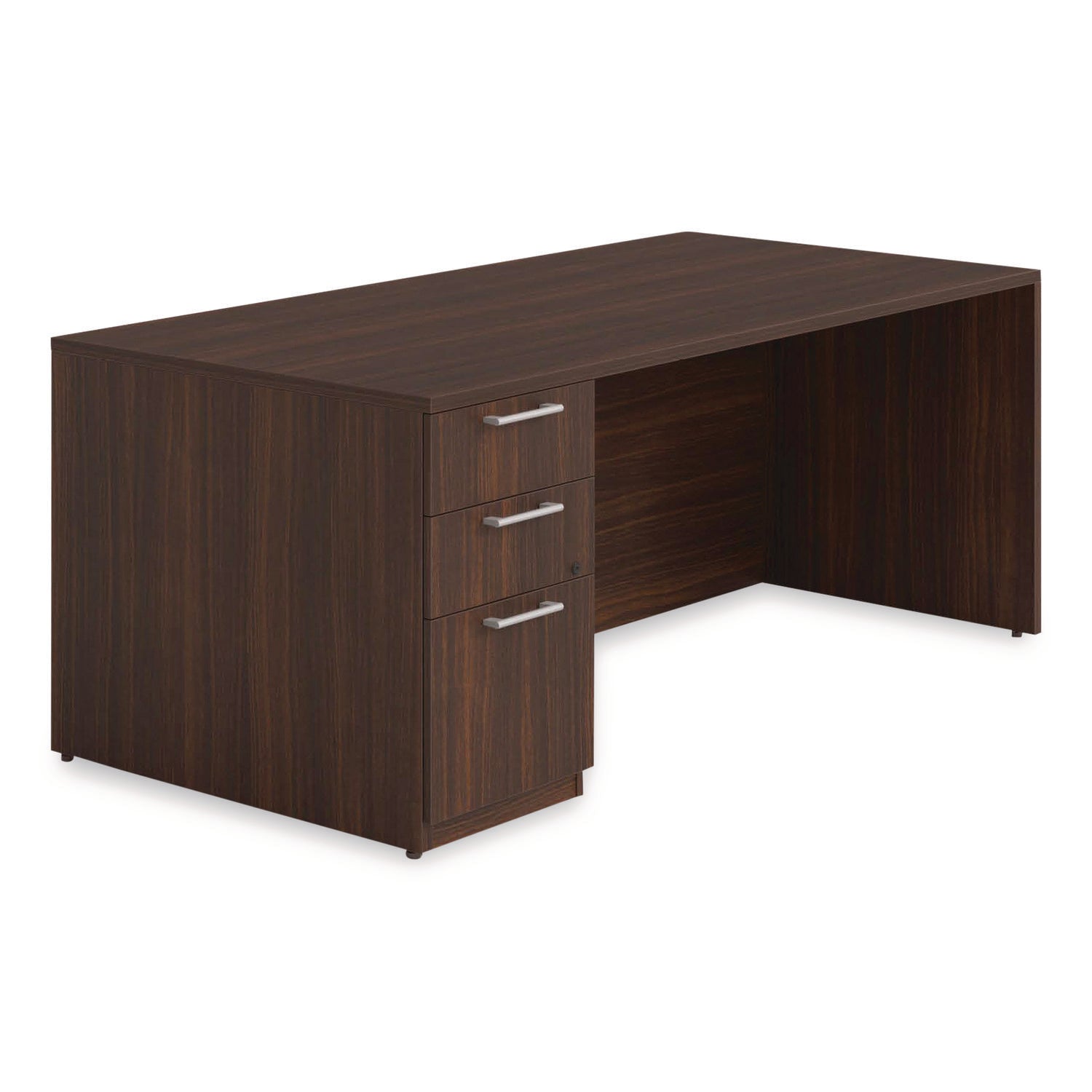 Alera® Alera Seville Series Single Pedestal Desk, Left Pedestal, 72" x 36" x 29", Mahogany