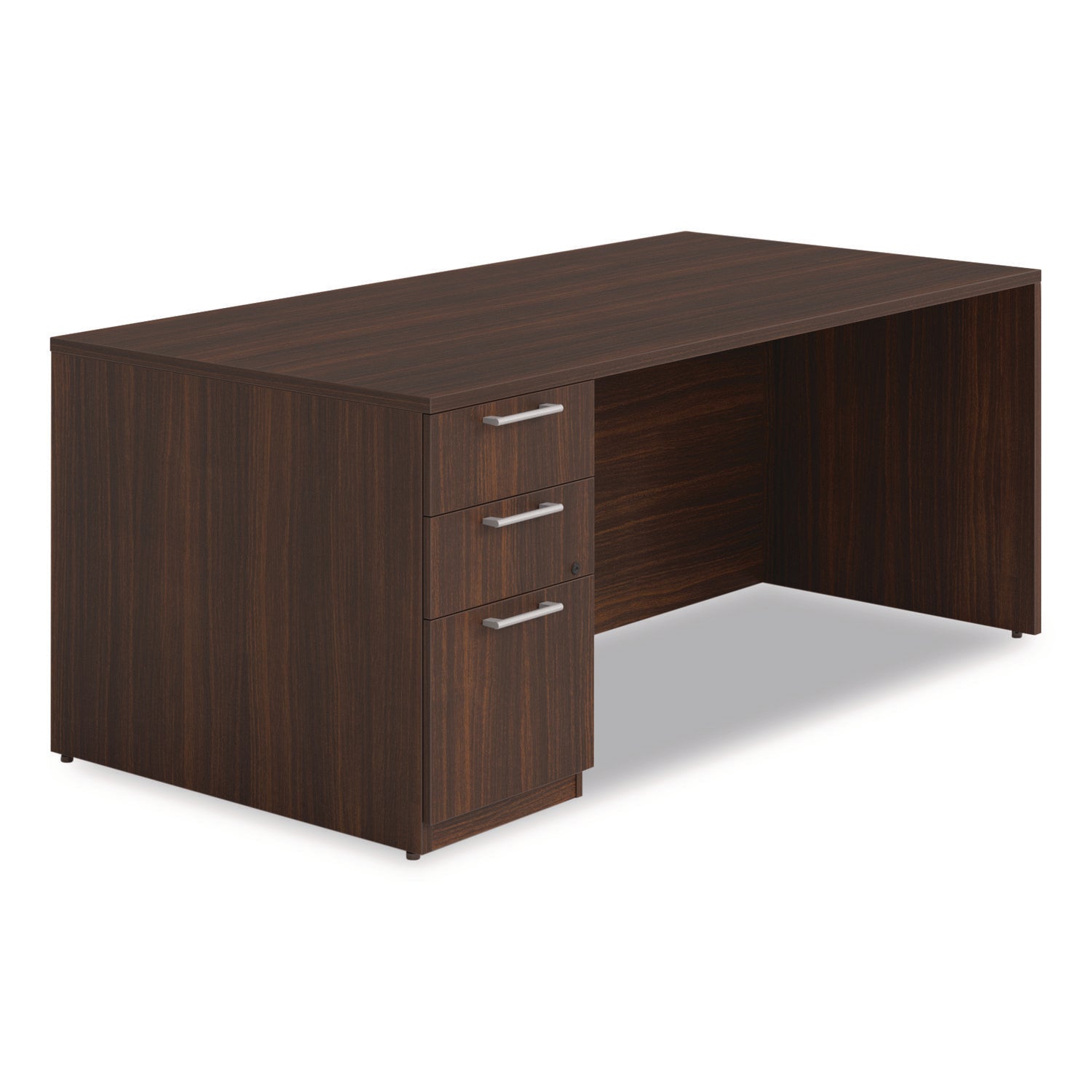 Alera® Alera Seville Series Single Pedestal Desk, Left Pedestal, 72" x 36" x 29", Mahogany