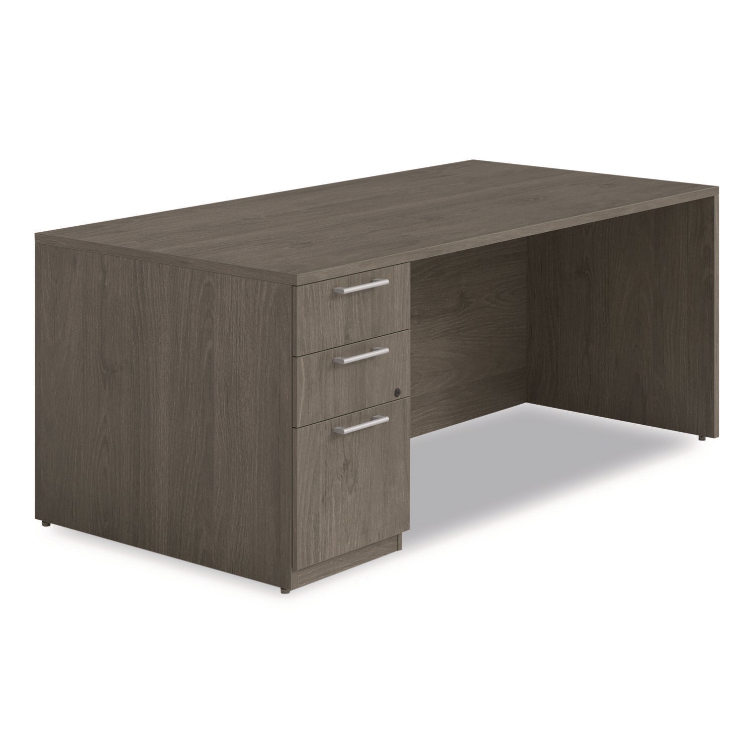 Alera® Alera Seville Series Single Pedestal Desk, Left Pedestal, 72" x 36" x 29", Walnut