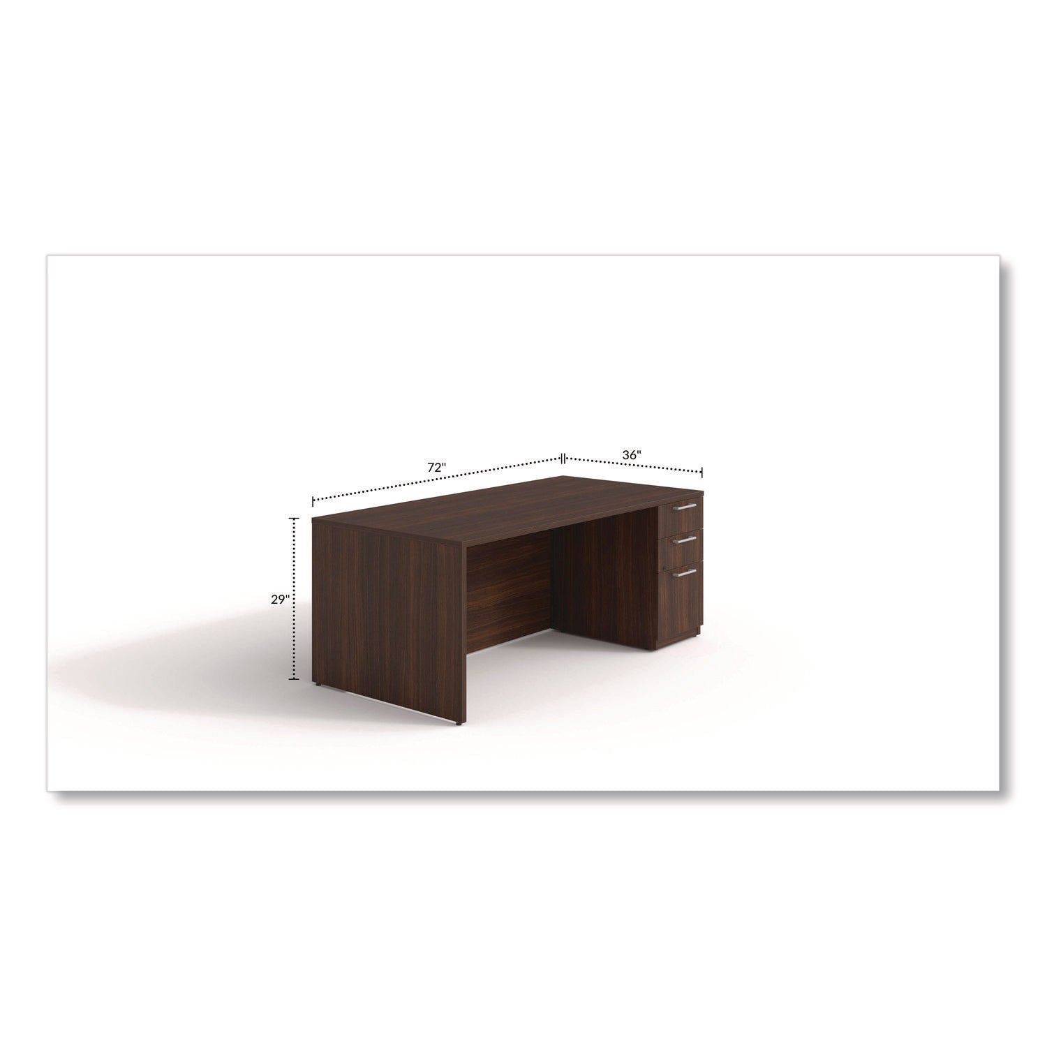 Alera® Alera Seville Series Single Pedestal Desk, Right Pedestal, 72" x 36" x 29", Mahogany