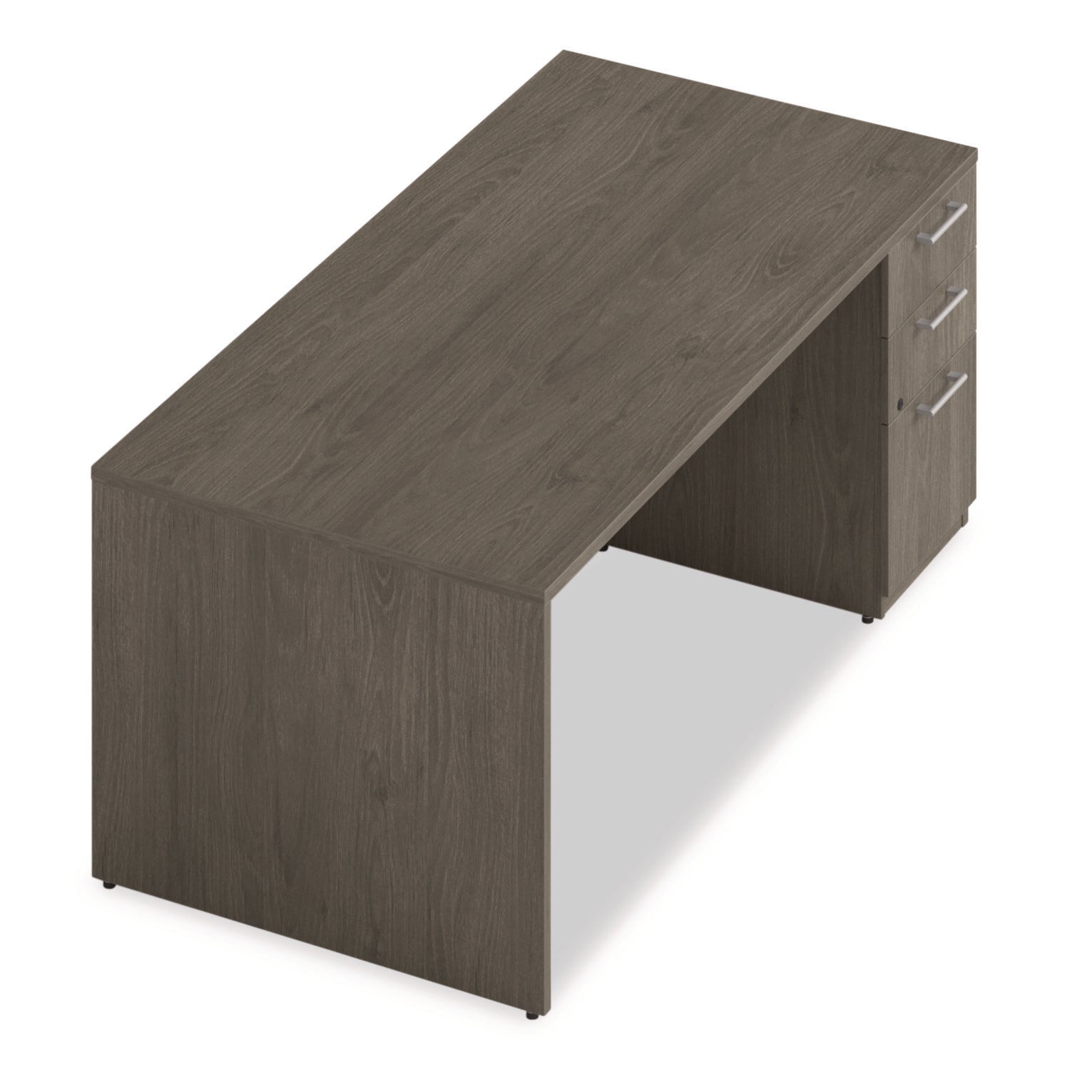 Alera® Alera Seville Series Single Pedestal Desk, Right Pedestal, 72" x 36" x 29", Walnut