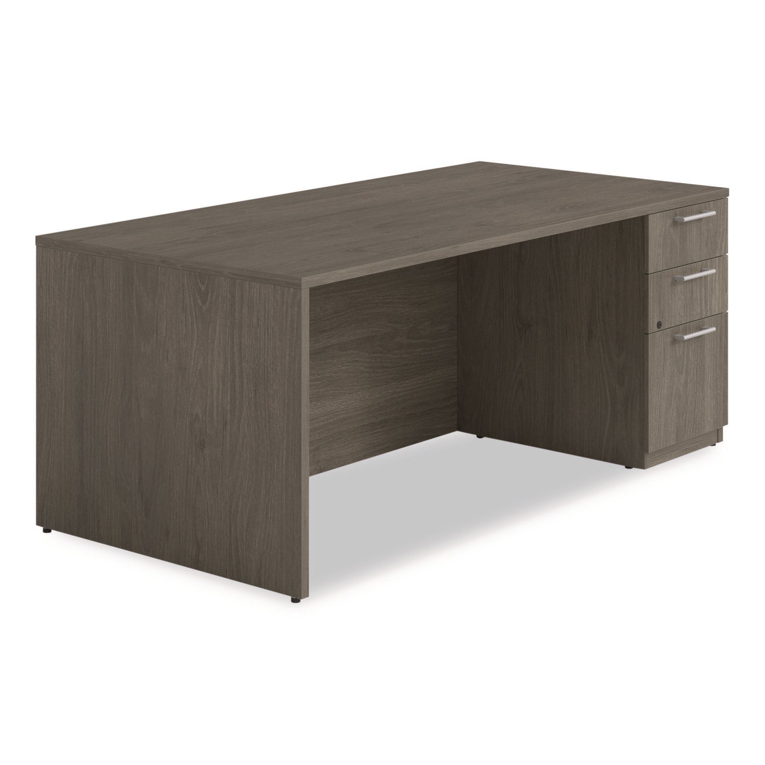 Alera® Alera Seville Series Single Pedestal Desk, Right Pedestal, 72" x 36" x 29", Walnut