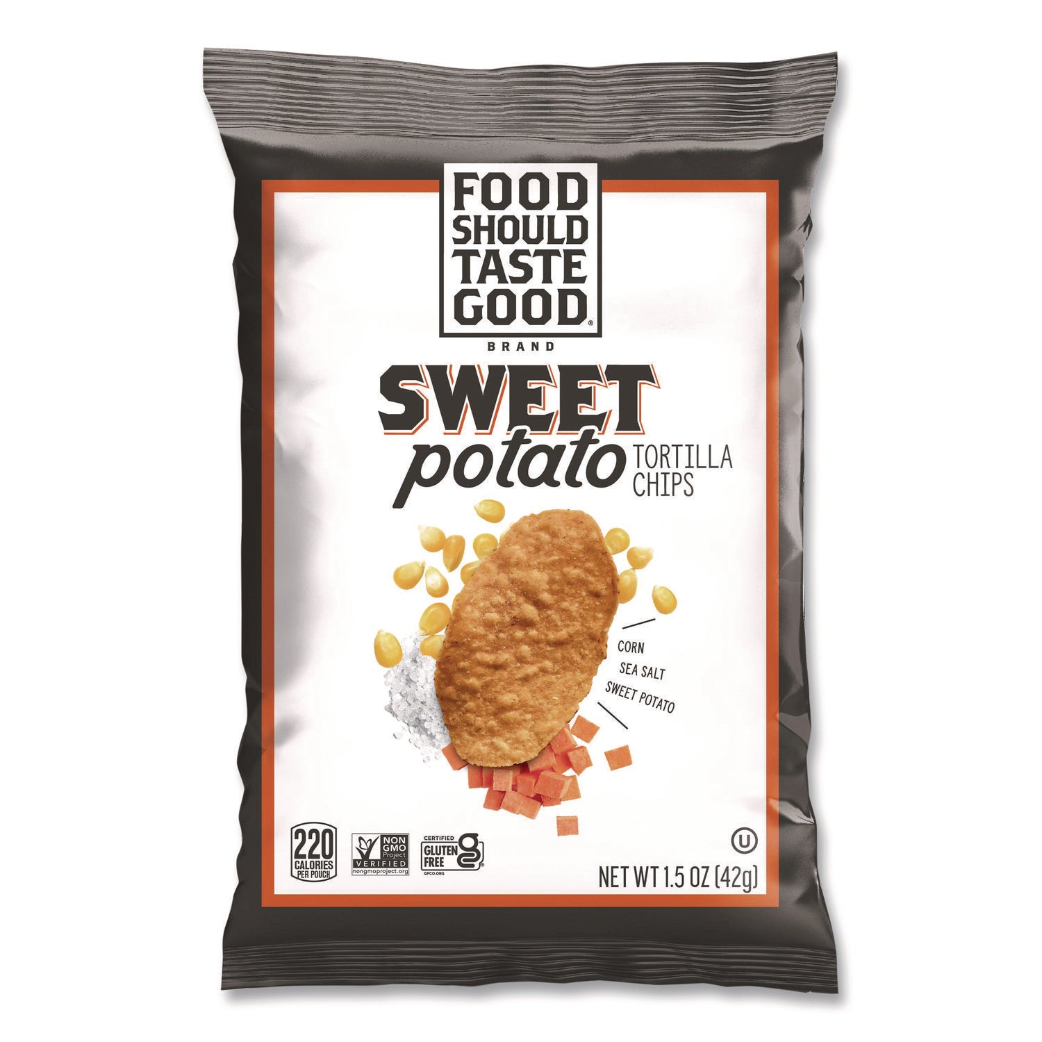 Food Should Taste Good™ Tortilla Chips, Sweet Potato with Sea Salt, 1.5 oz, 24/Carton
