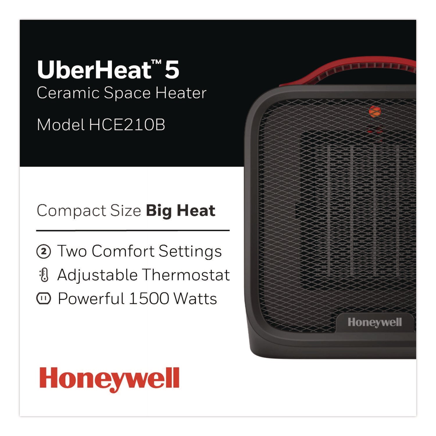Honeywell UberHeat 5 Ceramic Heater, 4.5 x 4.5 x 8.86, Black