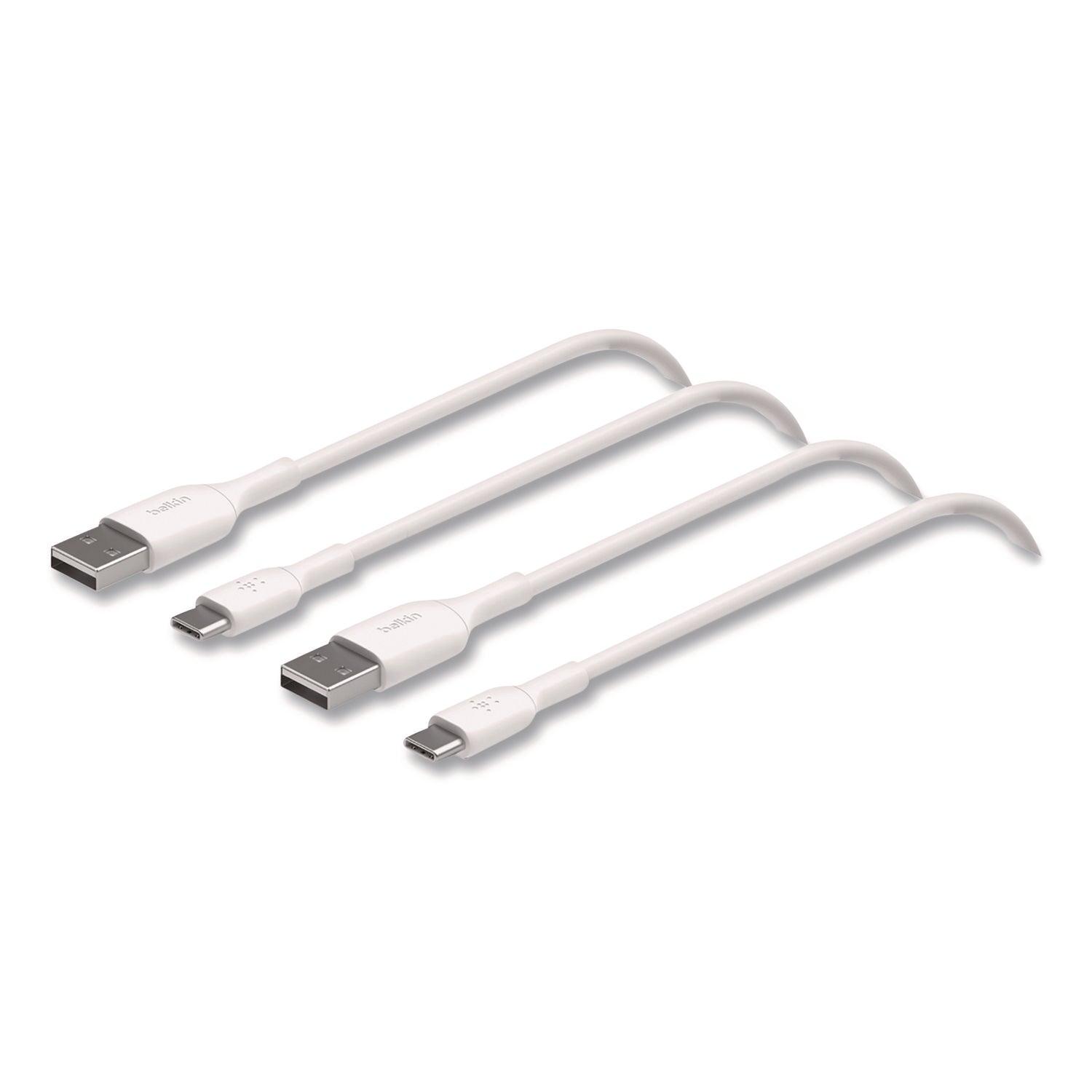 Belkin® BOOST CHARGE USB-C to USB-A Cable, 3.3 ft, White, 2/Pack