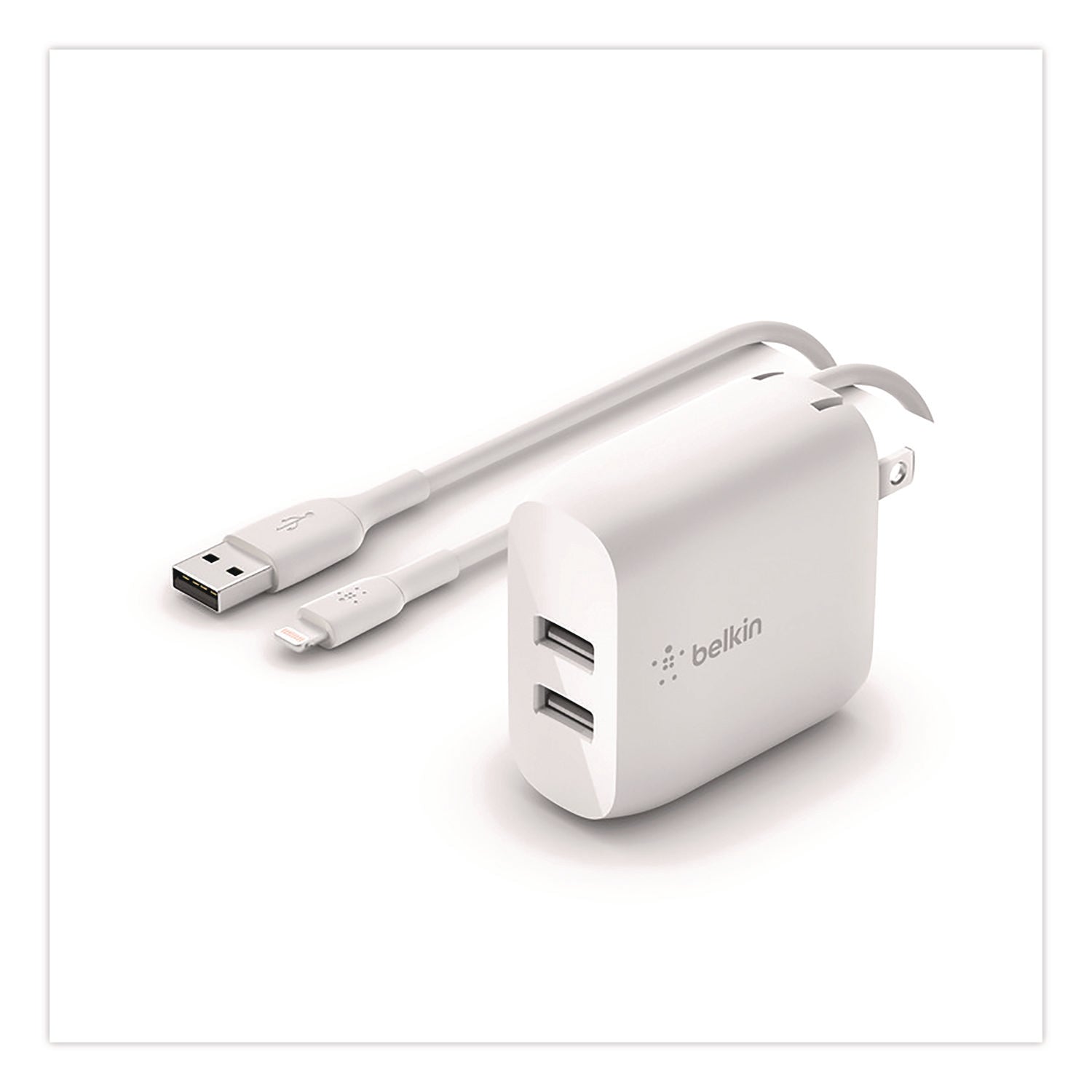 Belkin® BOOST CHARGE Dual USB-A Wall Charger + Lightning to USB-A Cable, White
