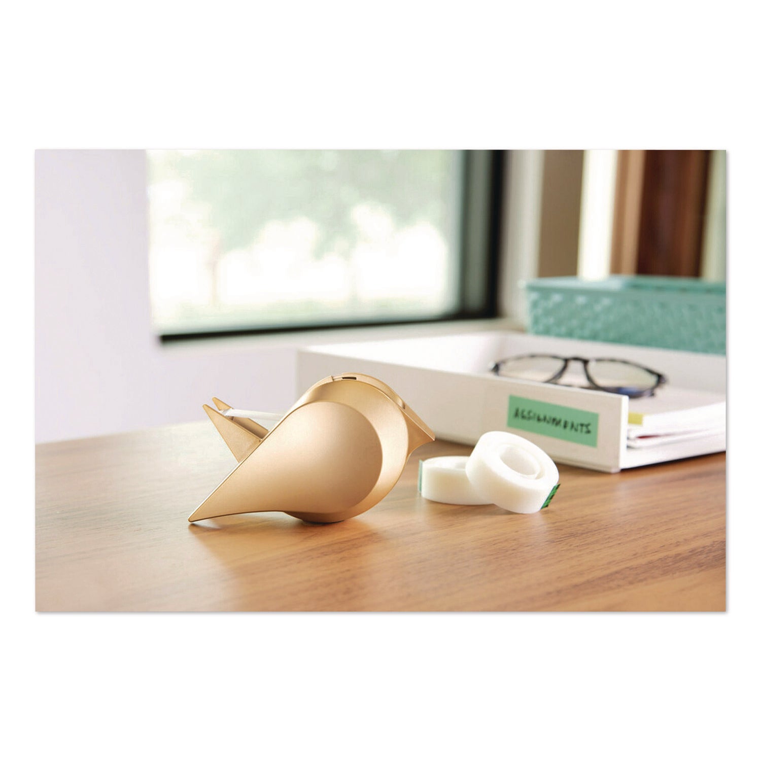 Scotch® Bird Desktop Tape Dispenser, 1" Core, Metallic Gold