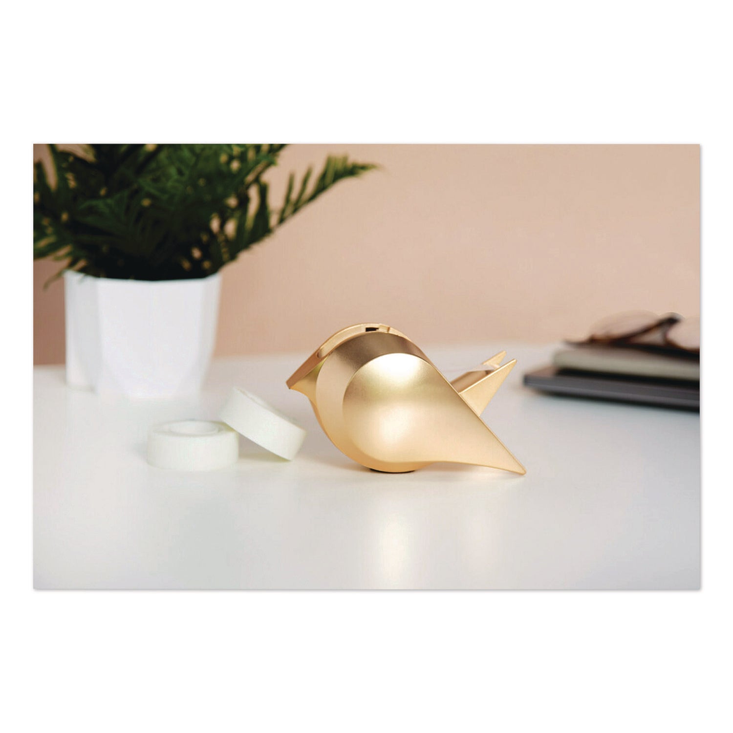 Scotch® Bird Desktop Tape Dispenser, 1" Core, Metallic Gold