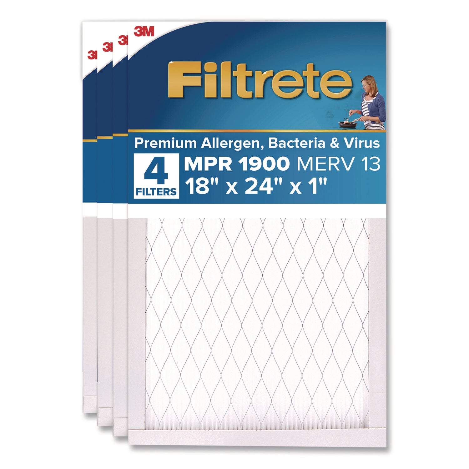 Filtrete™ Premium Allergen, Bacteria and Virus Filter, 18 x 24, 4/Carton