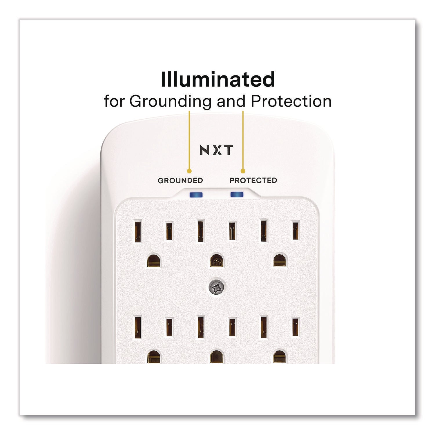 NXT Technologies™ 6-Outlet Plus USB Outlet Surge Protector, 6 AC Outlets/2 USB Outlets, 900 J, White
