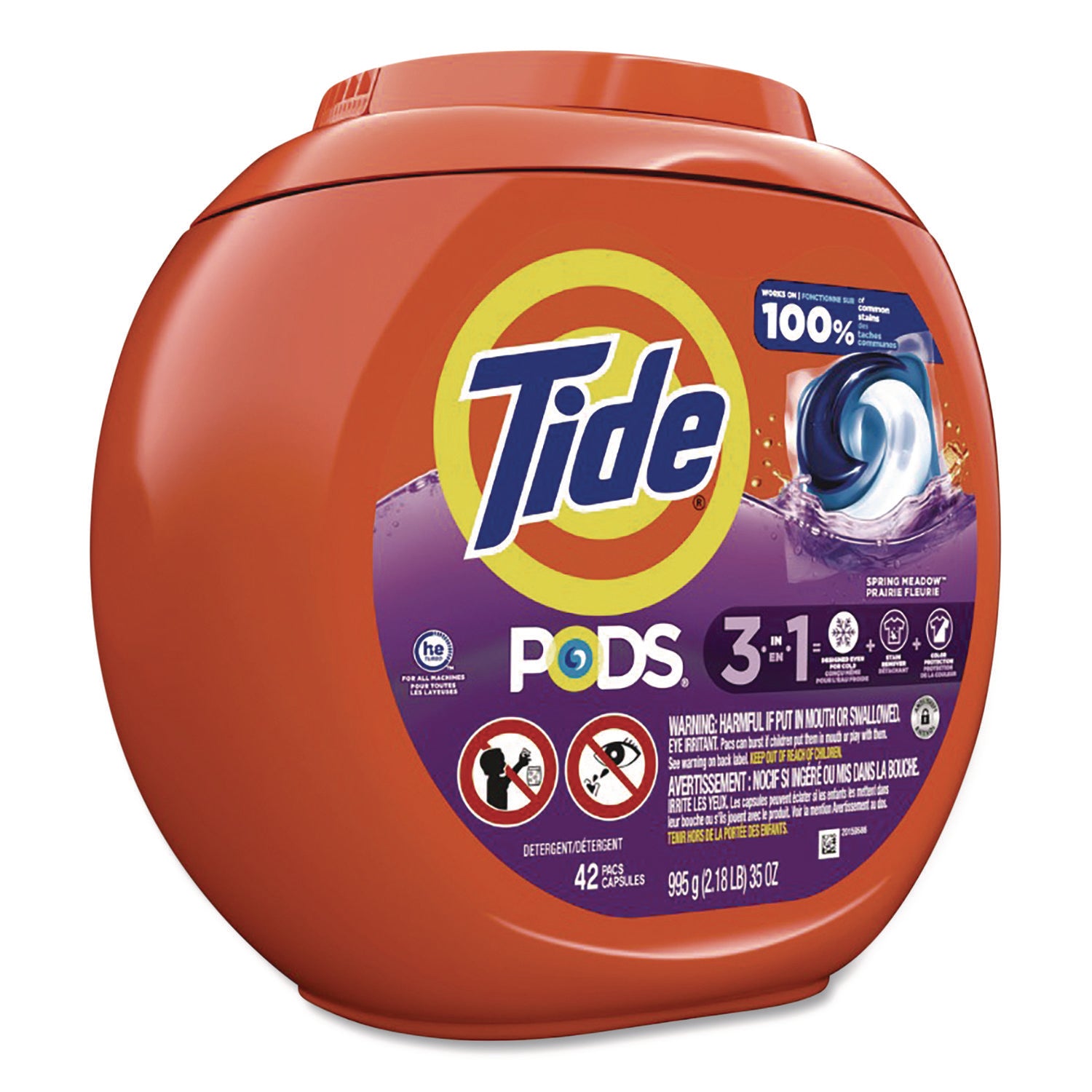 Tide® PODS Laundry Detergent, Spring Meadow Scent, 35 oz Tub, 42 Pods/Tub