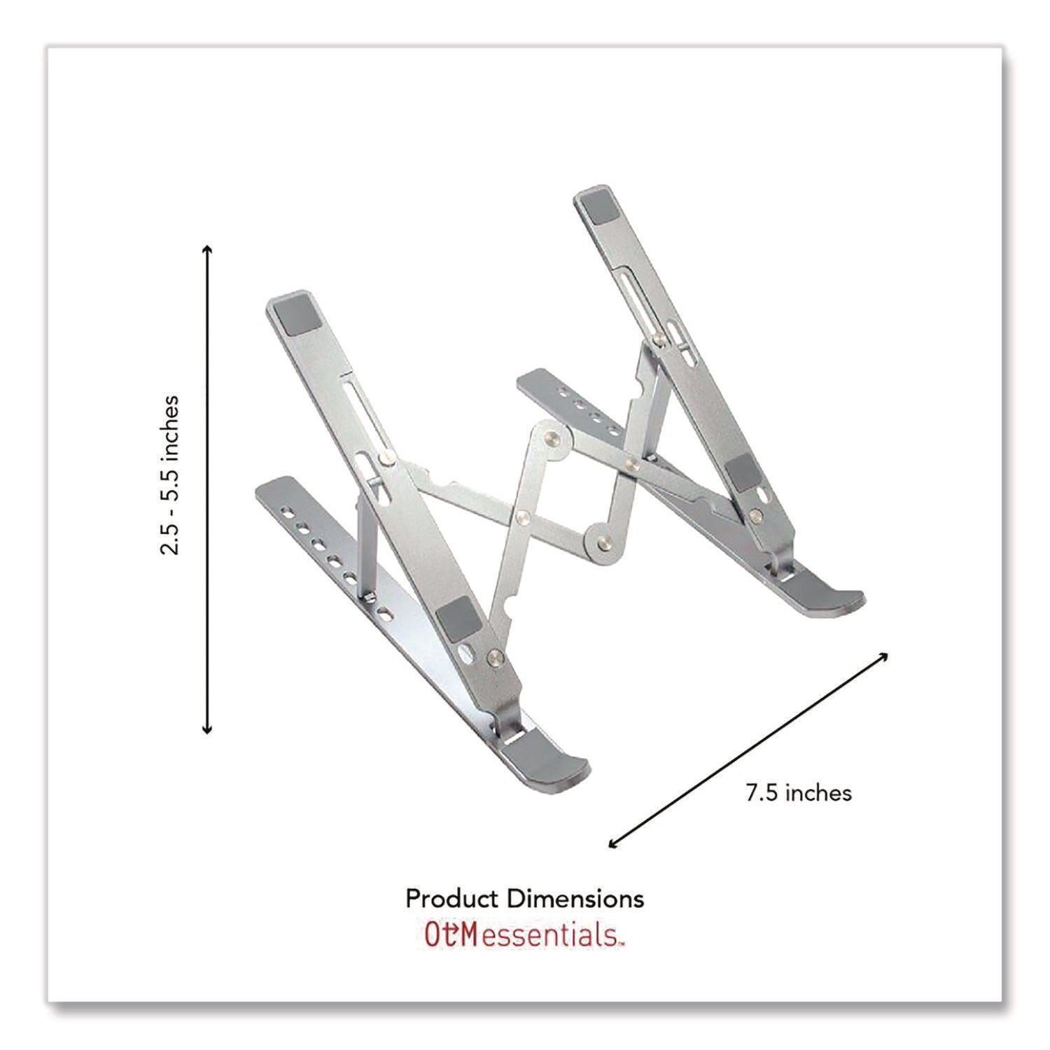 OTM Essentials™ Portable Laptop Riser Stand, 11.85" x 2.5" to 5.5", Silver