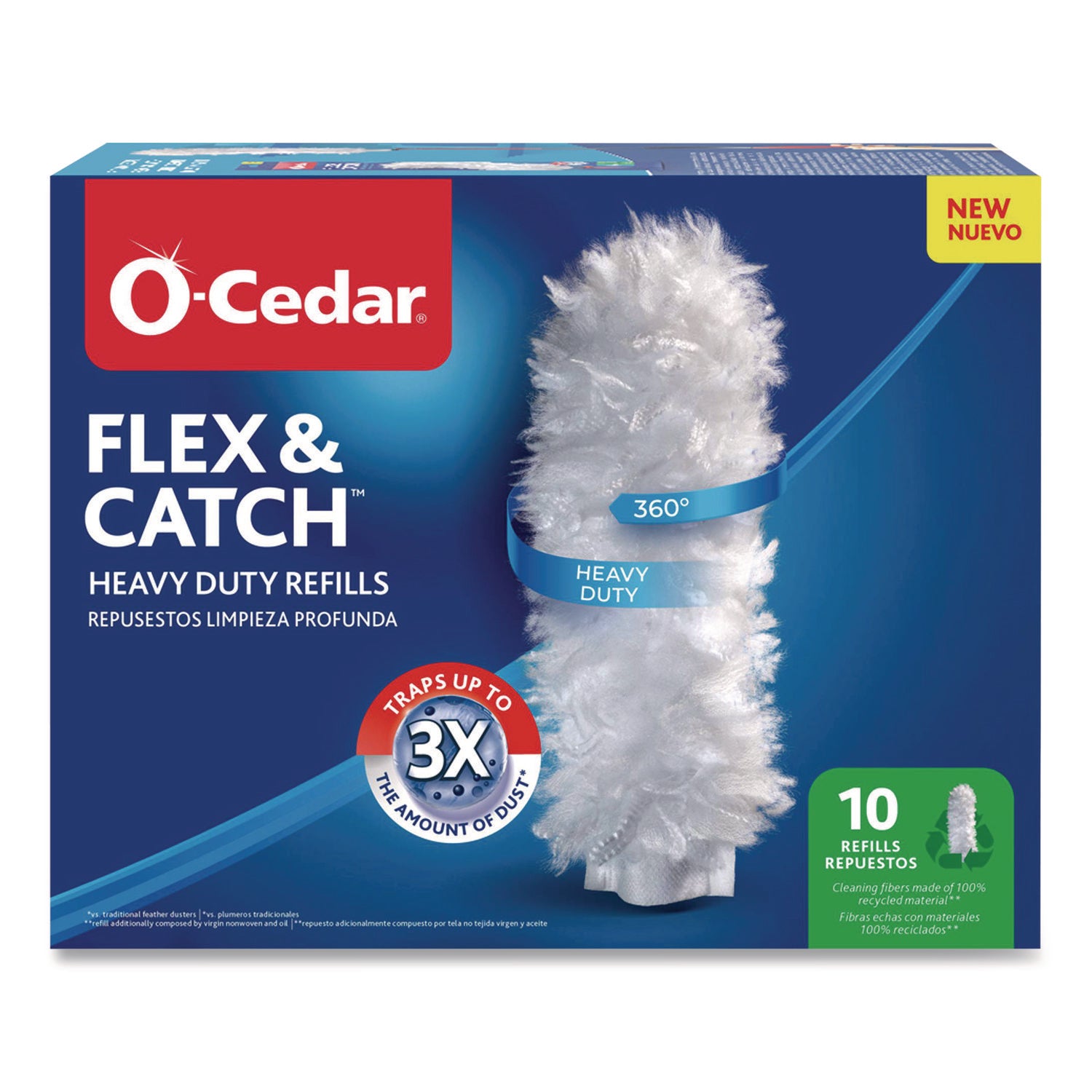 O-Cedar® Flex and Catch Duster Heavy-Duty Refills, Polyester, White, 10/Pack, 4 Packs/Carton