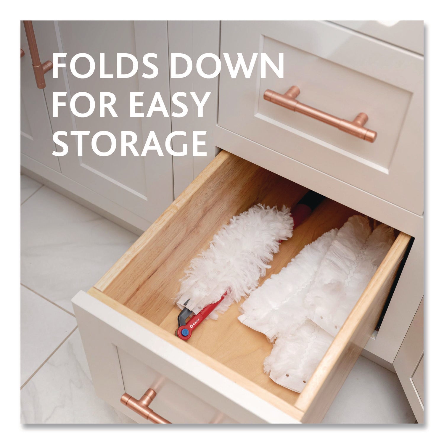 O-Cedar® Flex and Catch Duster Heavy-Duty Refills, Polyester, White, 10/Pack, 4 Packs/Carton