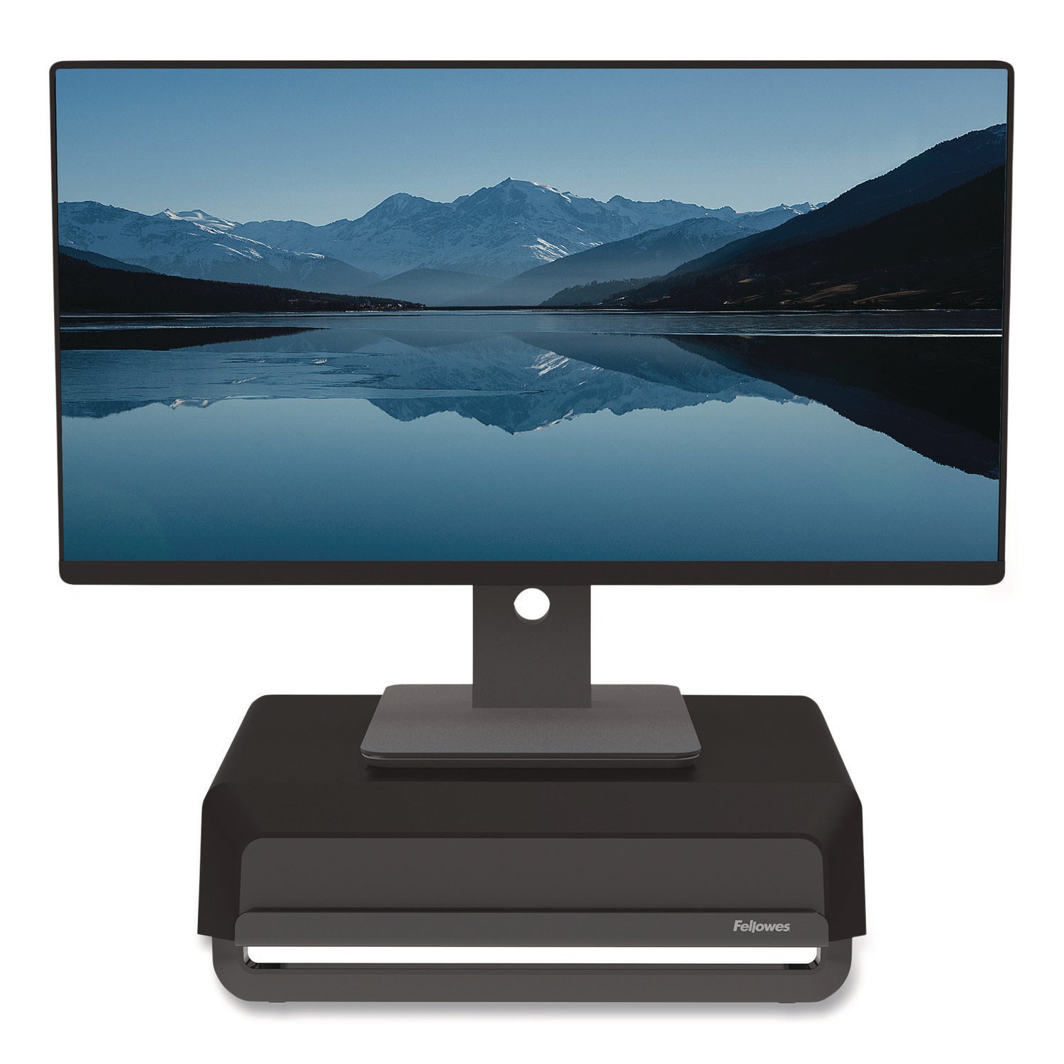Fellowes® Breyta Monitor Stand, 13.94" x 11.97" x 3.23" to 5.9", Black, Supports 33 lb