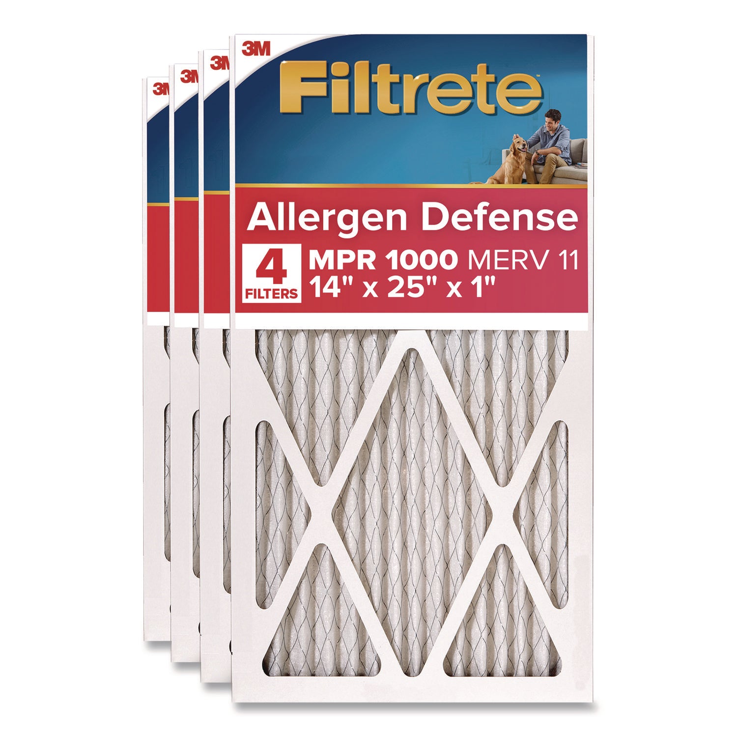 Filtrete™ Allergen Defense Air Filter, 12 x 25, 4/Carton