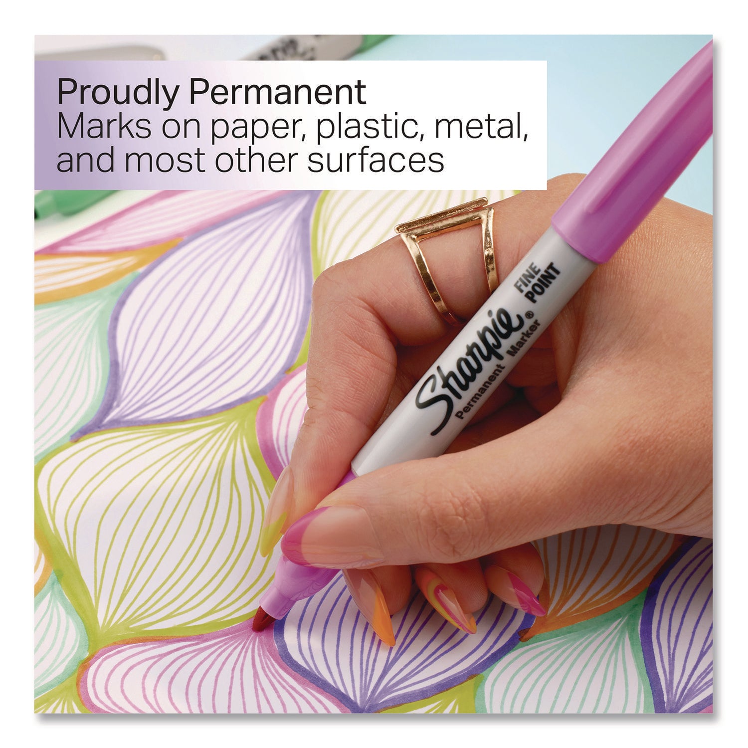 Sharpie® Glam Pop Permanent Markers, Fine Bullet Tip, Assorted Colors, 12/Pack