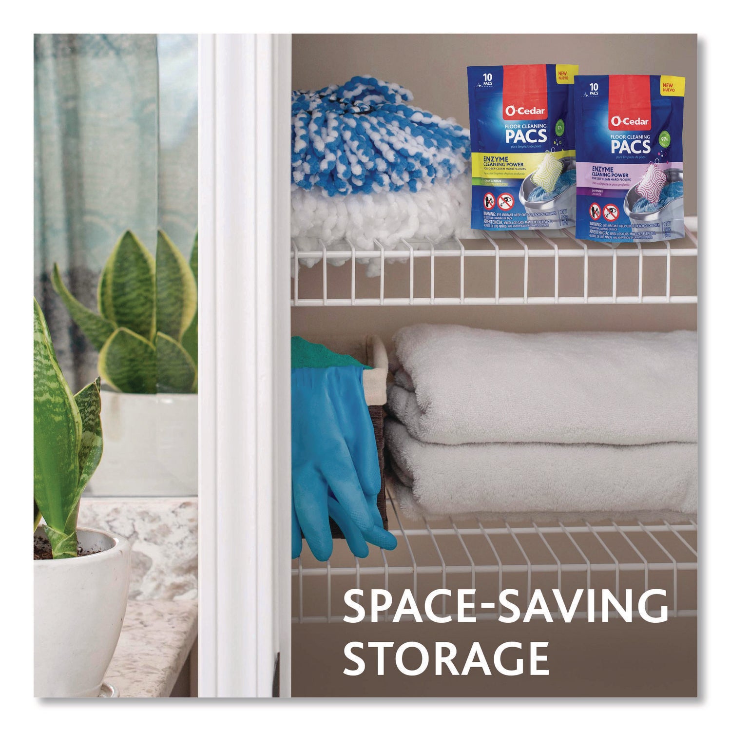 O-Cedar® Cleaning PACS, Lavender Scent, 10/Pack, 8 Packs/Carton