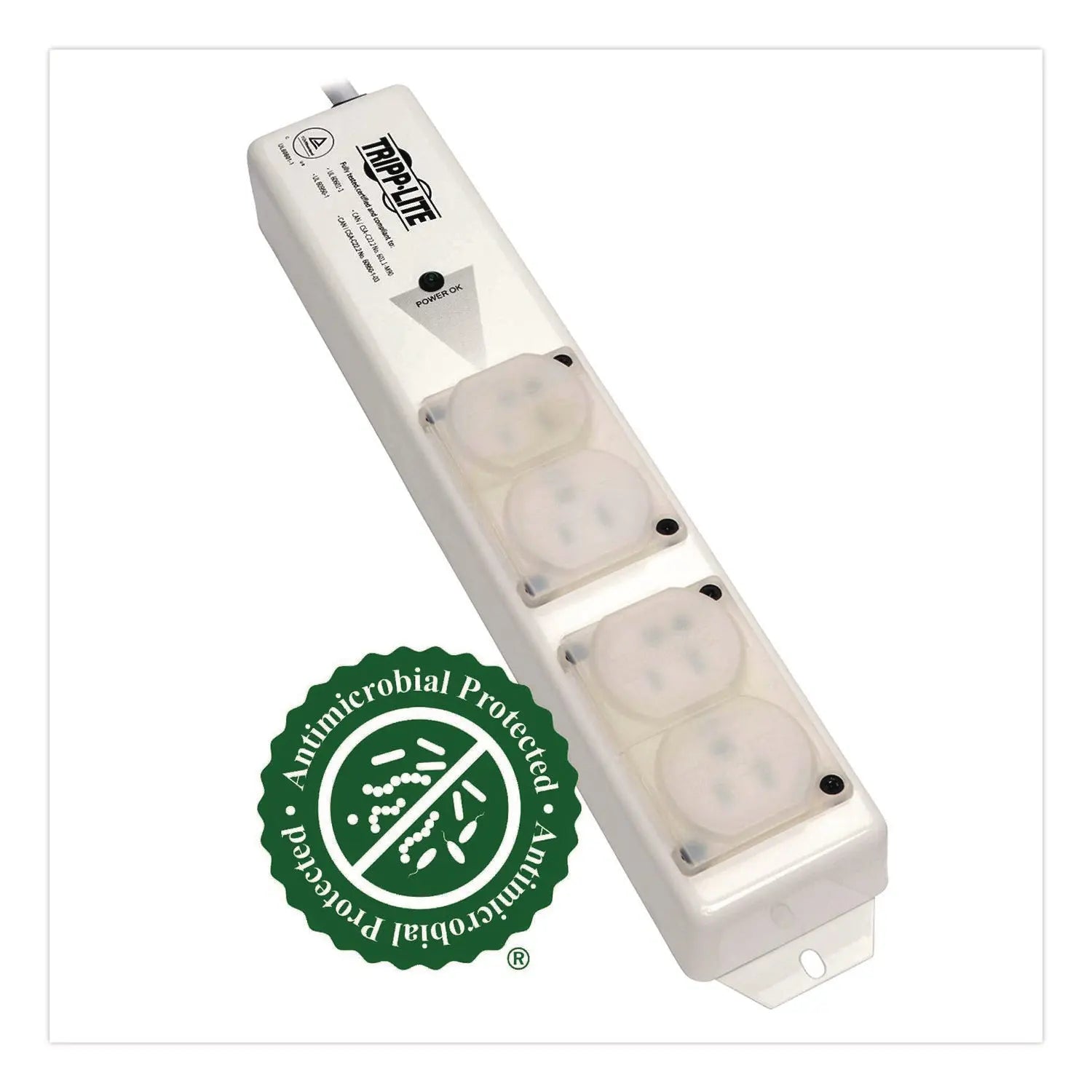 Tripp Lite by Eaton Medical-Grade Surge Protector with Antimicrobial Protection for Patient-Care Vicinity, 4 Outlets, 15 ft Cord, 1,410 J, White Tripp Lite by Eaton Flipcost