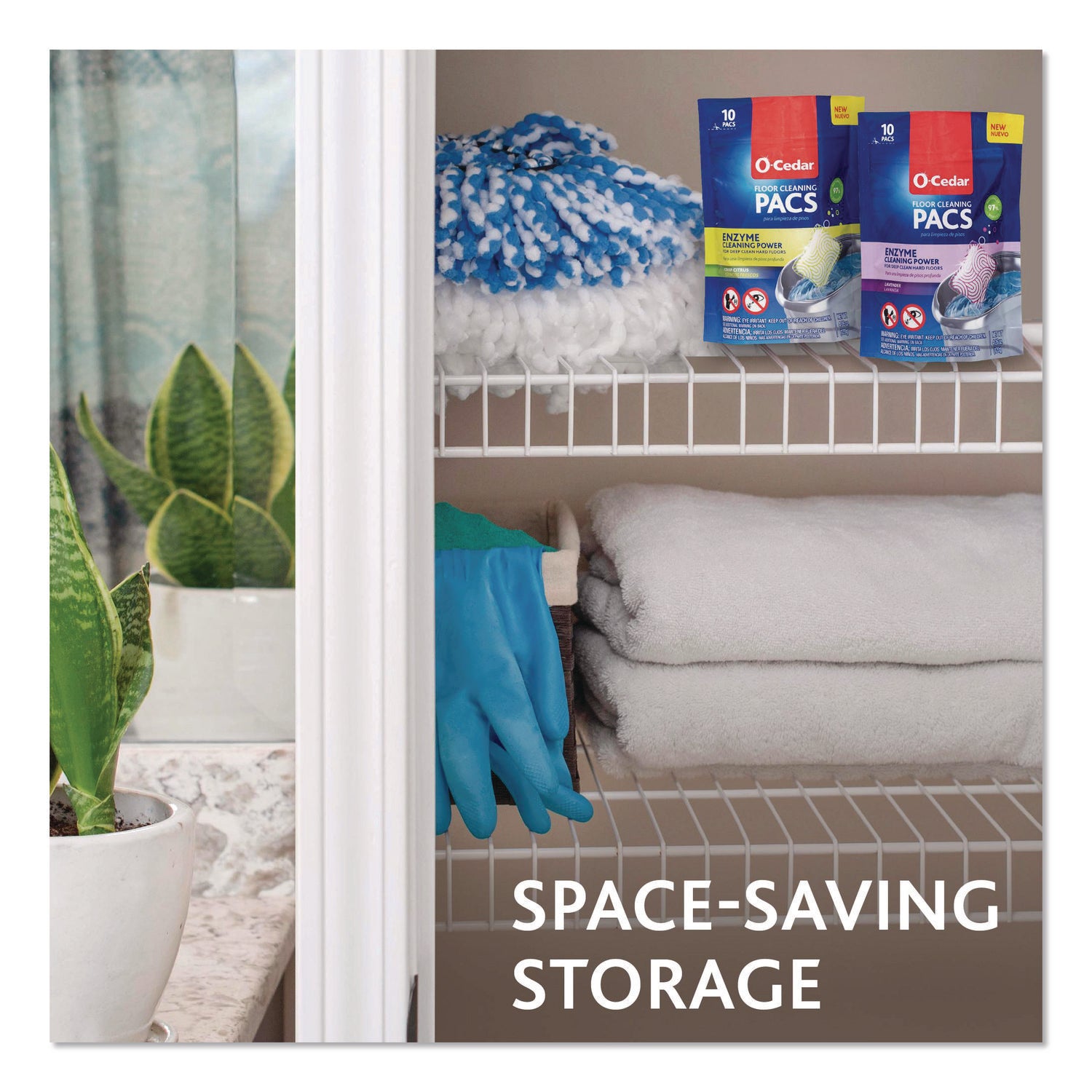 O-Cedar® Cleaning PACS, Crisp Citrus Scent, 10/Pack, 8 Packs/Carton