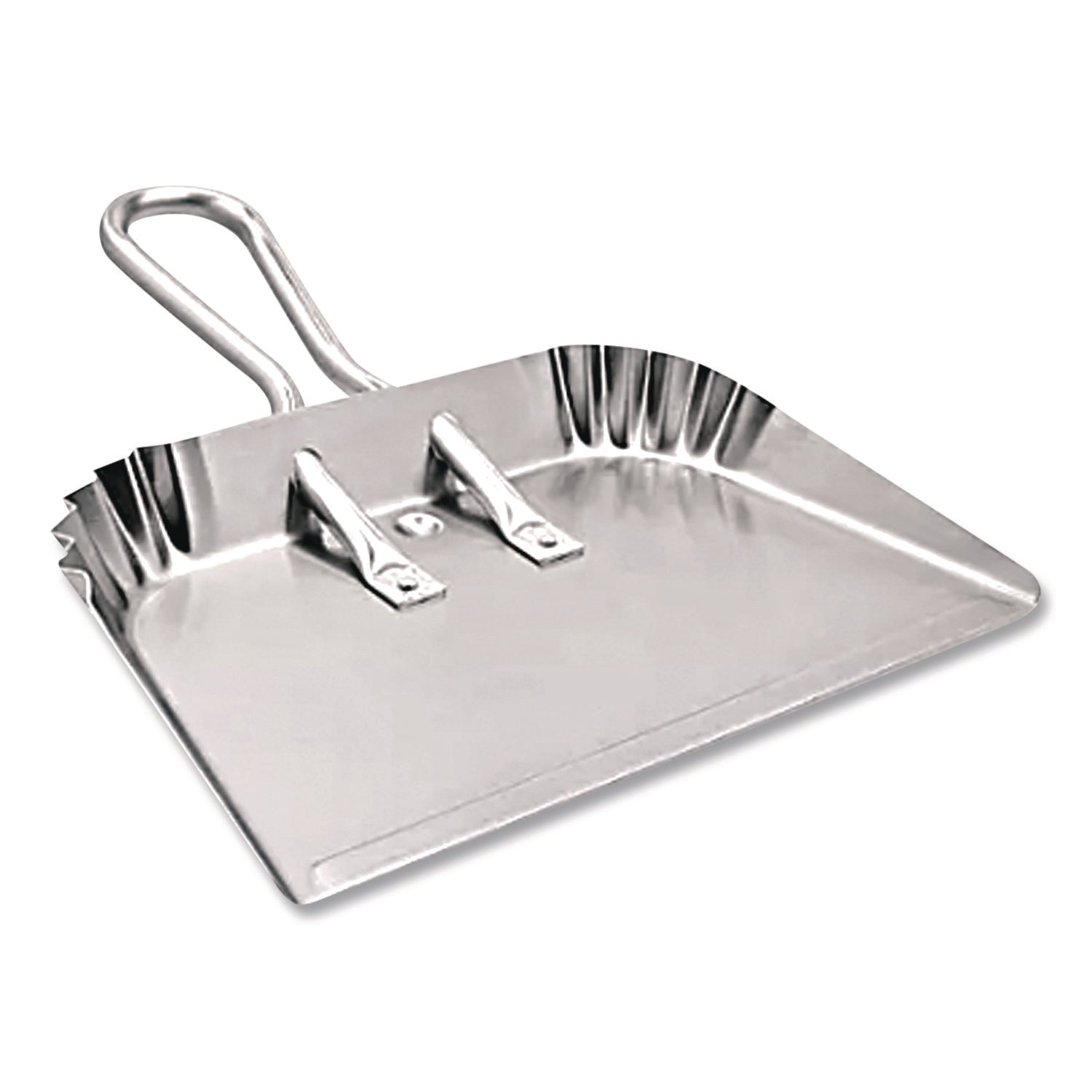 Quickie® Bulldozer Dust Pan, 17" w, Aluminum Handle, Silver
