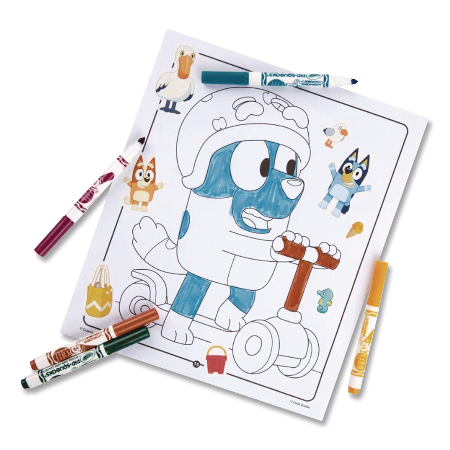 Crayola® Bluey Color and Sticker Activity Set, (32) Coloring Sheets, (51) Stickers, (5) Pip-Squeaks Markers