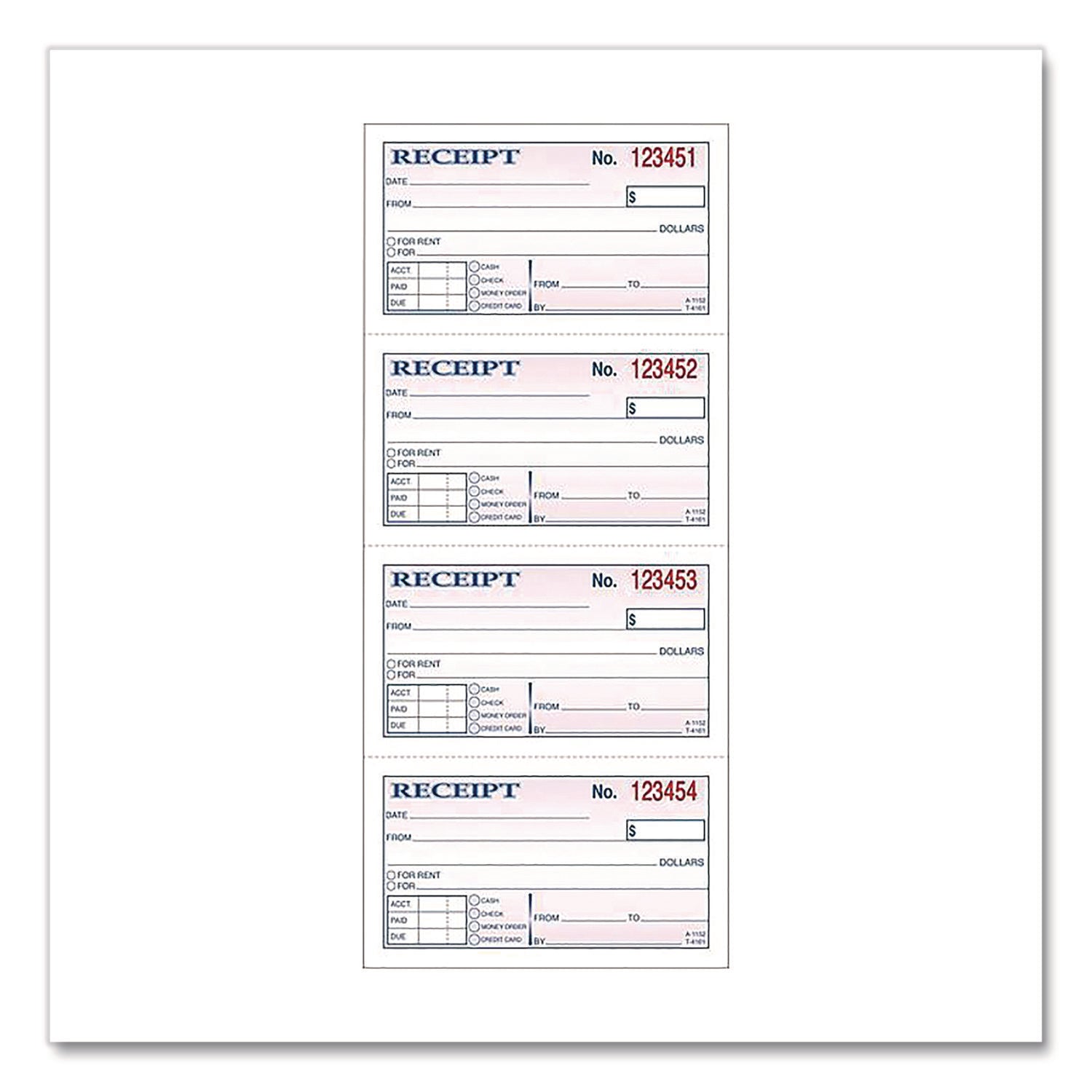 Adams® Money/Rent Receipt Book, Two-Part Carbonless, 4.75 x 2.75, 200 Forms Total