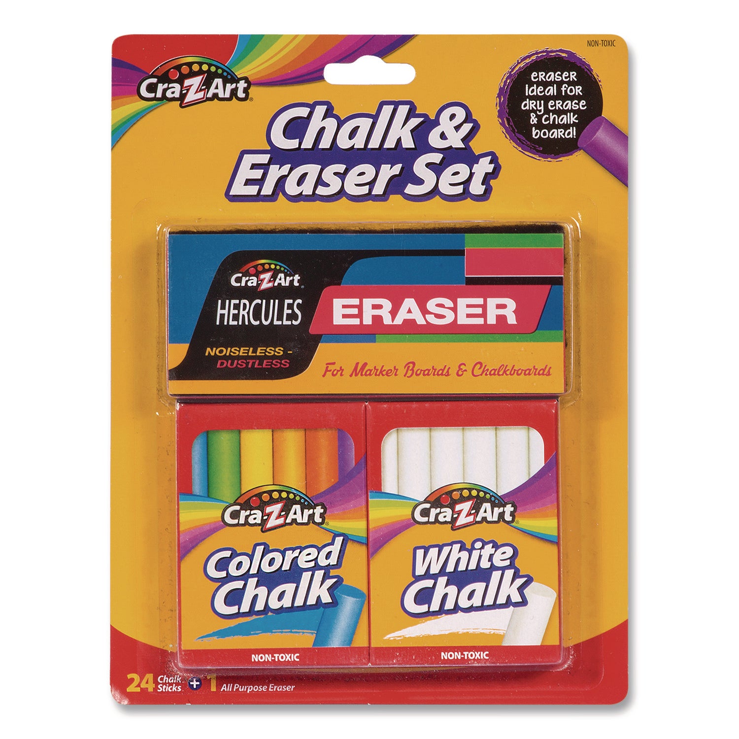 Cra-Z-Art® Chalk and Eraser Set, (12) White/(12) Assorted