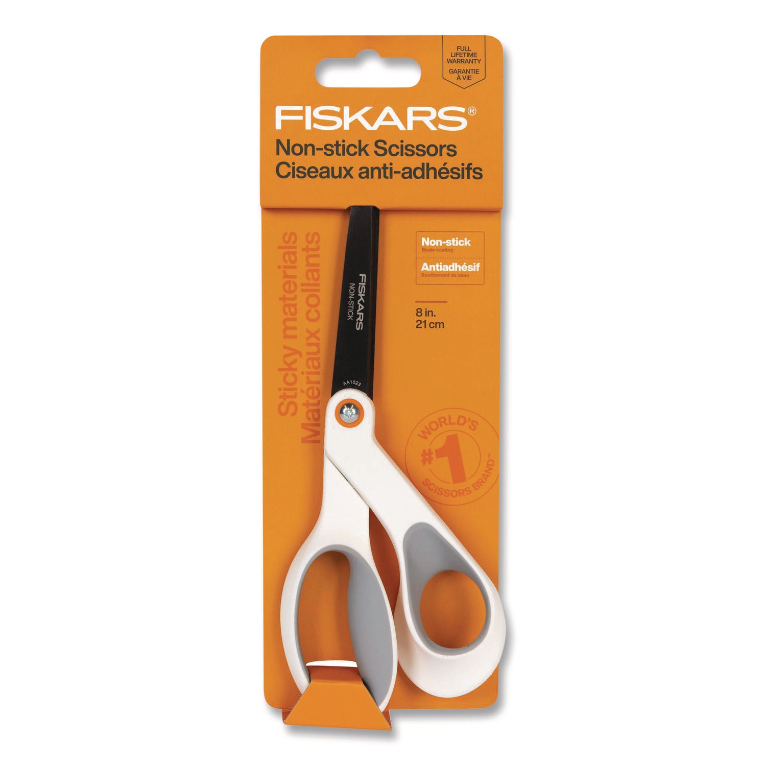 Fiskars® Premier SoftGrip Nonstick Scissors, 9.75" Long, 8" Cut Length, Offset White Handle