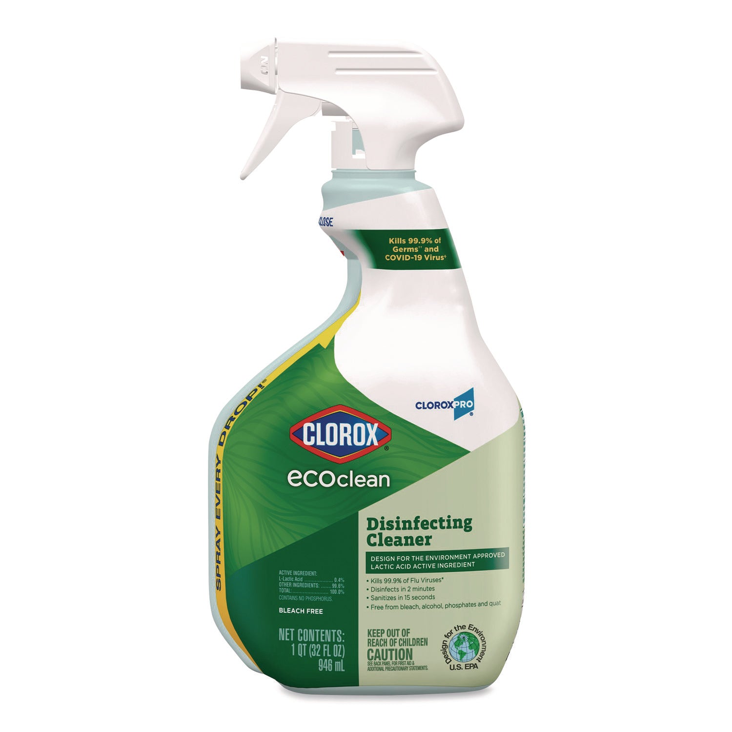 Clorox® Clorox Pro EcoClean Disinfecting Cleaner, Unscented, 32 oz Spray Bottle