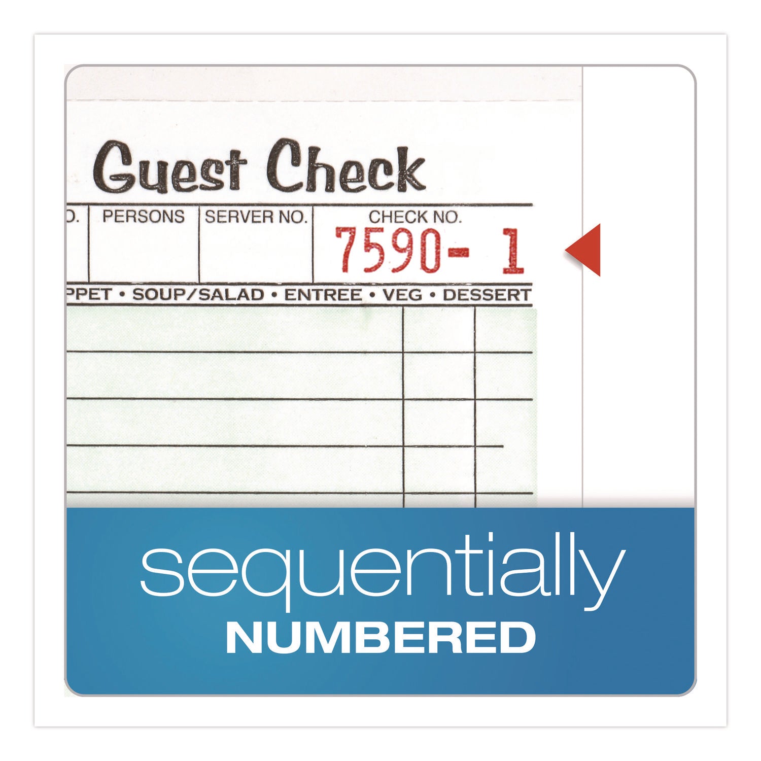 Adams® One-Part Guest Check Pad with Perforated Stub, One-Part (No Copies), 3.4 x 6.25, 50 Forms/Pad, 10 Pads/Pack