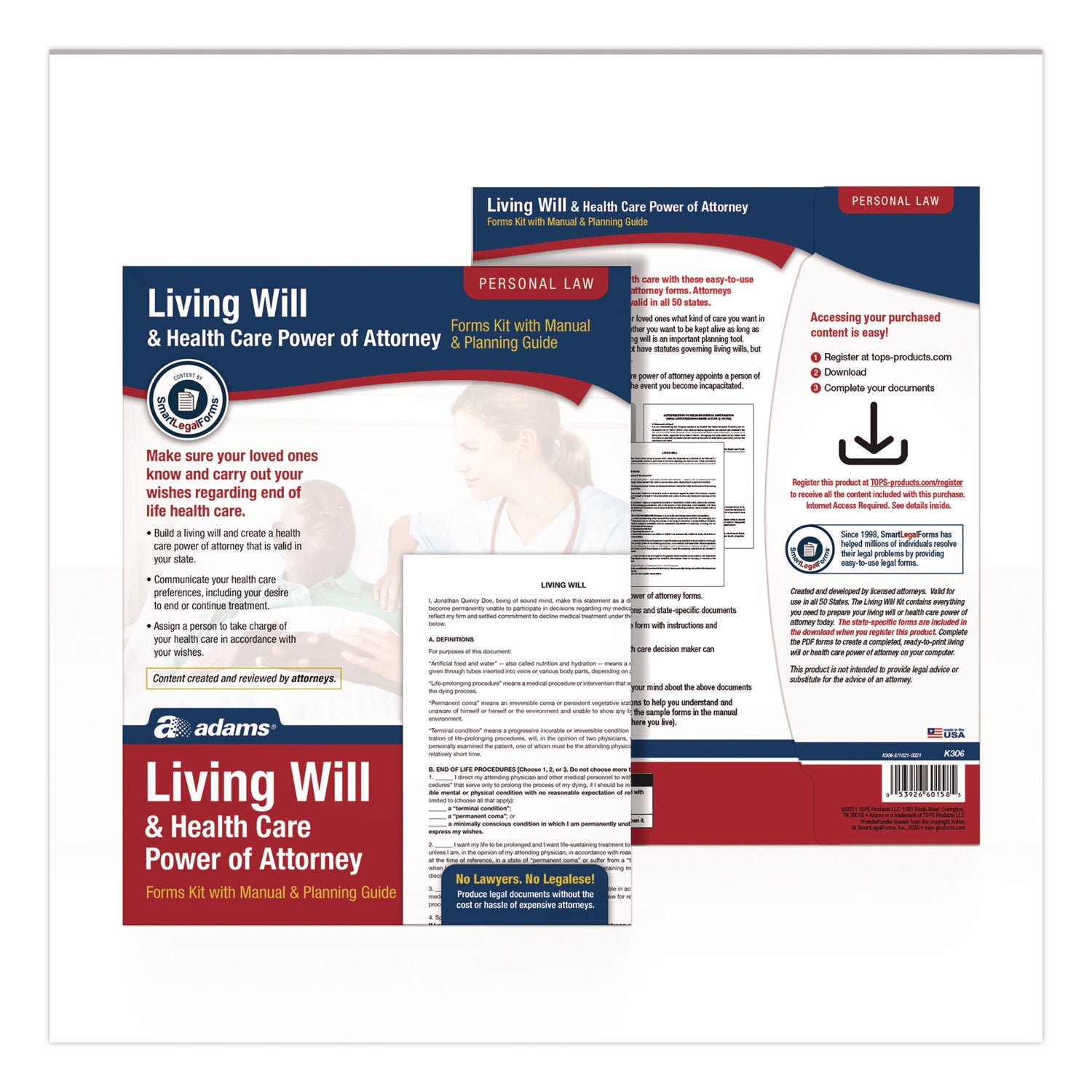 Adams® Living Will and Healthcare POA Form Kit with Instructions and Digital Download, 8.5 x 11, Unlimited Number of Forms