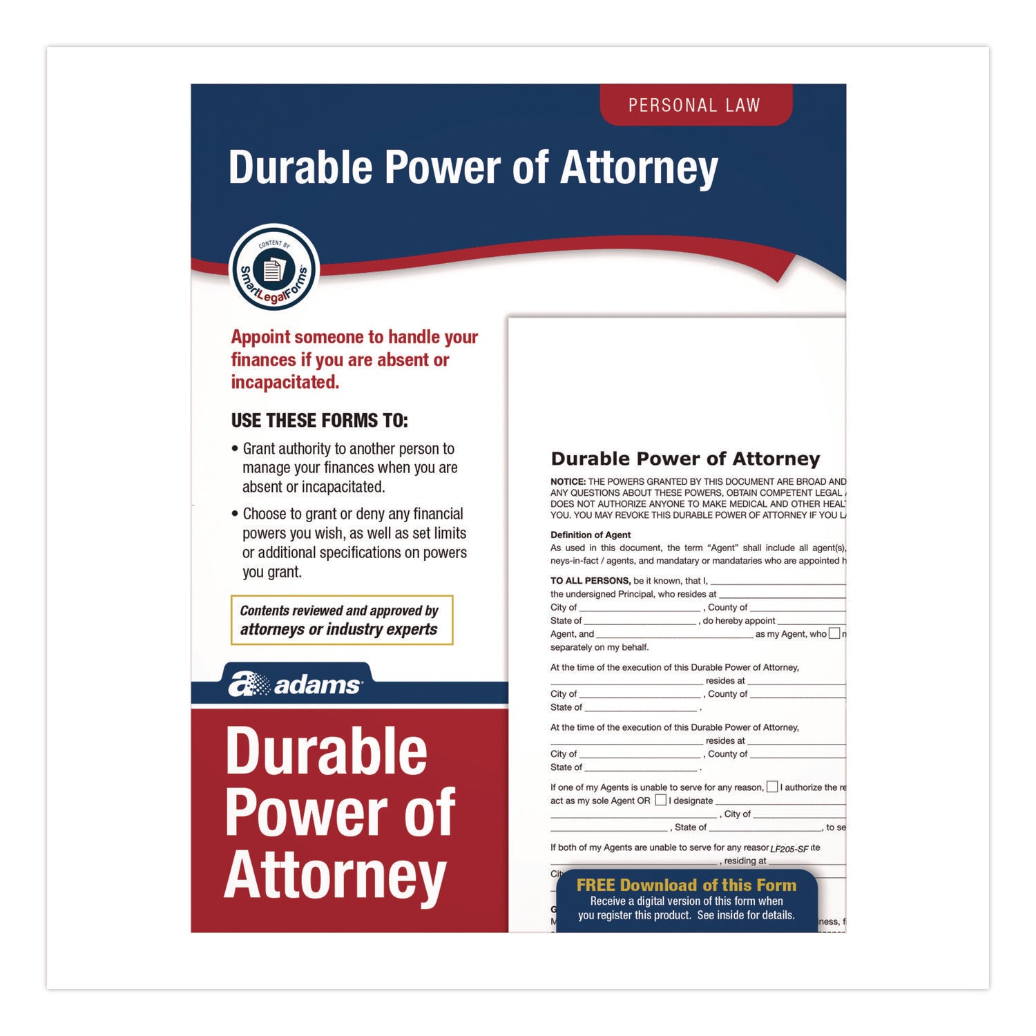 Adams® Durable Power of Attorney Digital Download with Instructions, 8.5 x 11, Unlimited Number of Forms