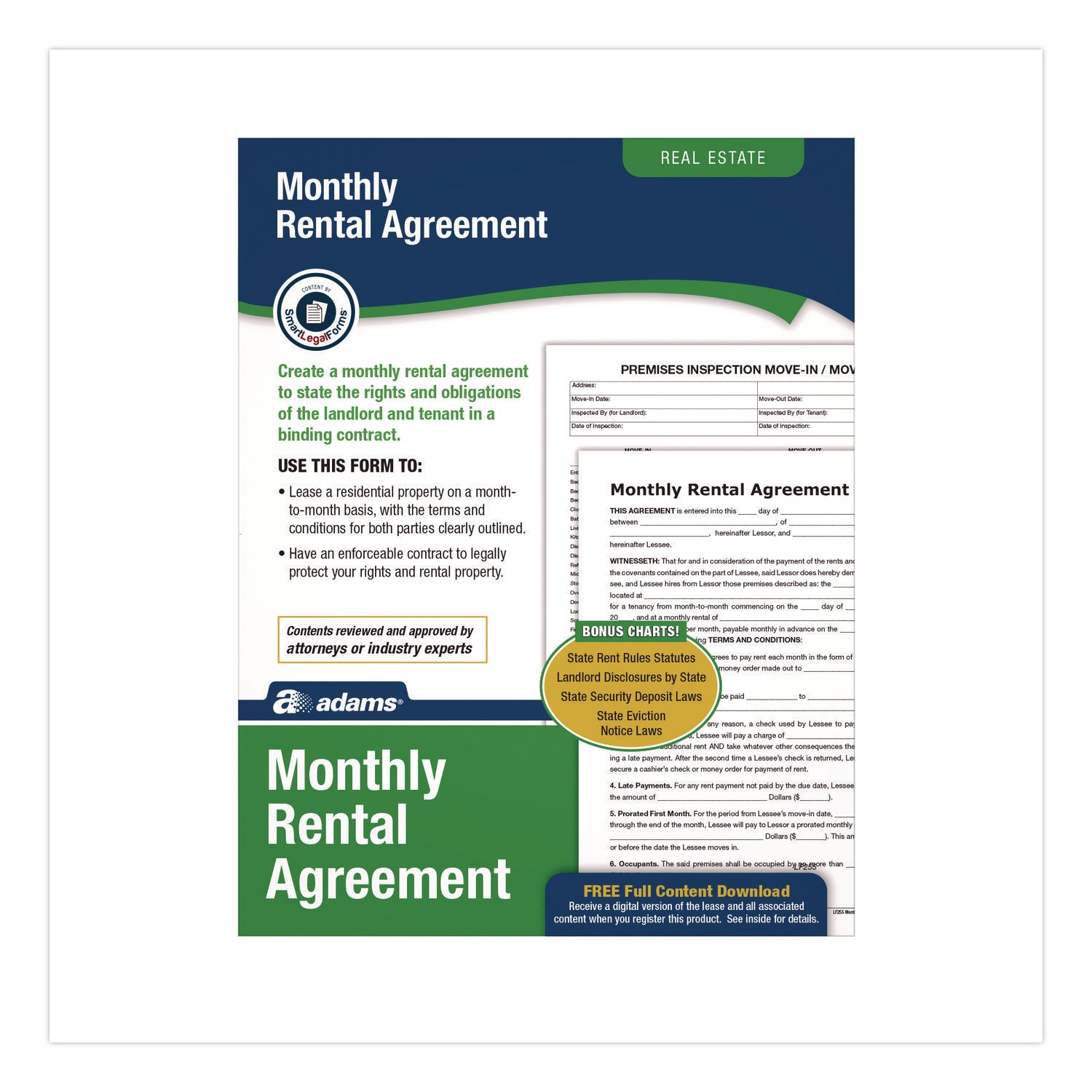 Adams® Month-to-Month Residential Rental Agreement Digital Download with Instructions, 8.5 x 11, Unlimited Number of Forms