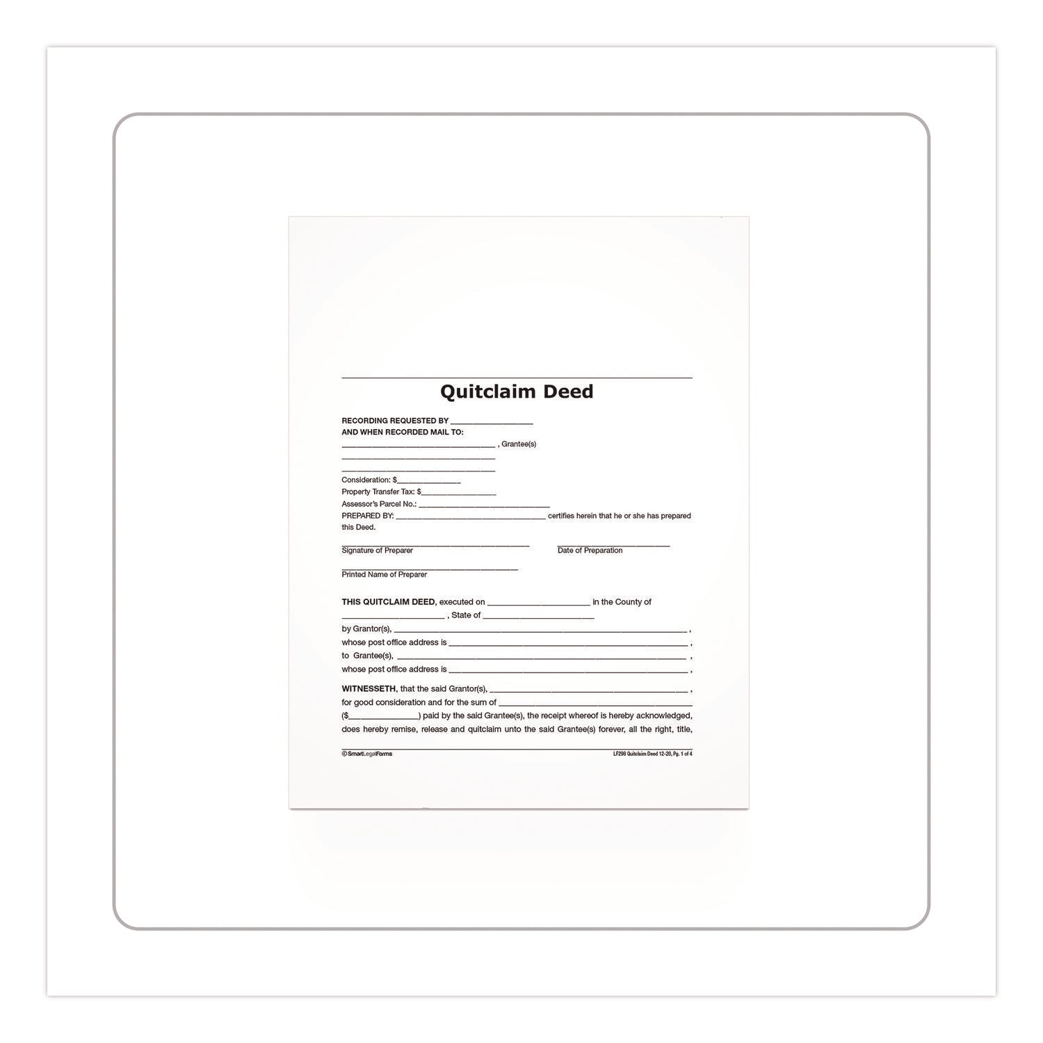 Adams® Quitclaim Deed Forms with Instructions and Free Downloads, One-Part (No Copies), 8.5 x 11, 4 Forms Total