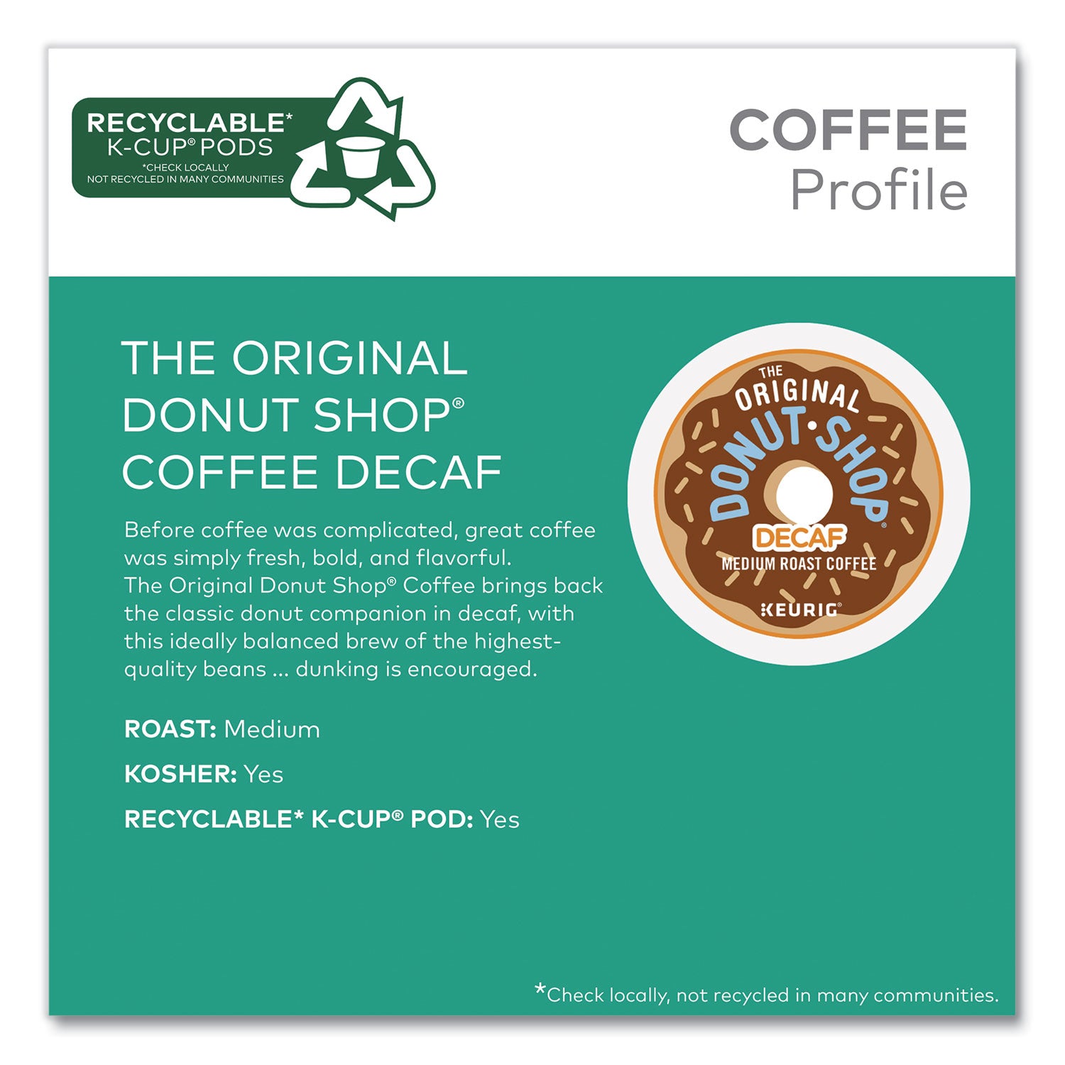 The Original Donut Shop® Decaf Coffee K-Cups, 0.39 oz, 22/Box