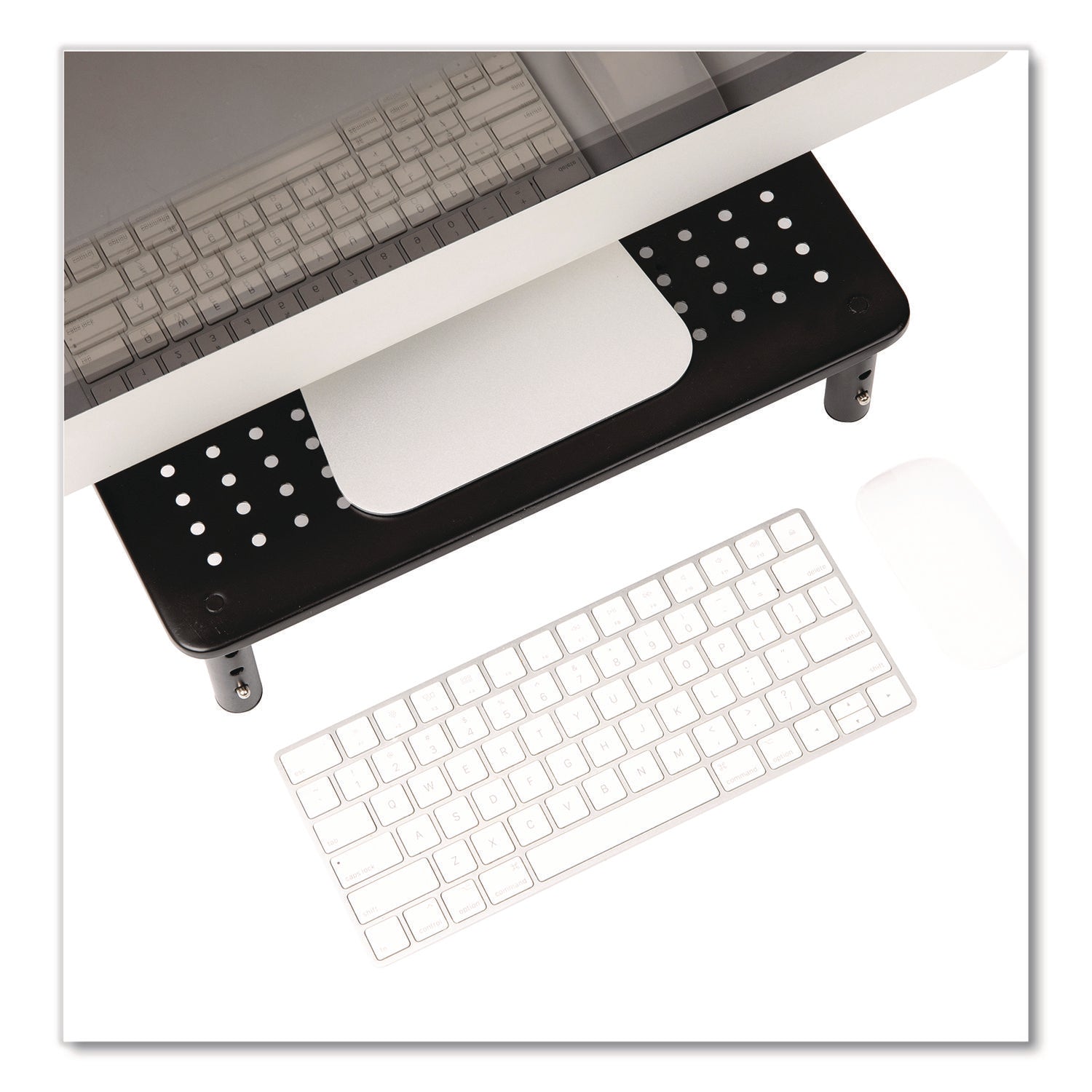 Mind Reader Adjustable Rectangular Monitor Stand, 14.5" x 9.25" x 4" to 5.5", Black, Supports 44 lb, 2/Pack