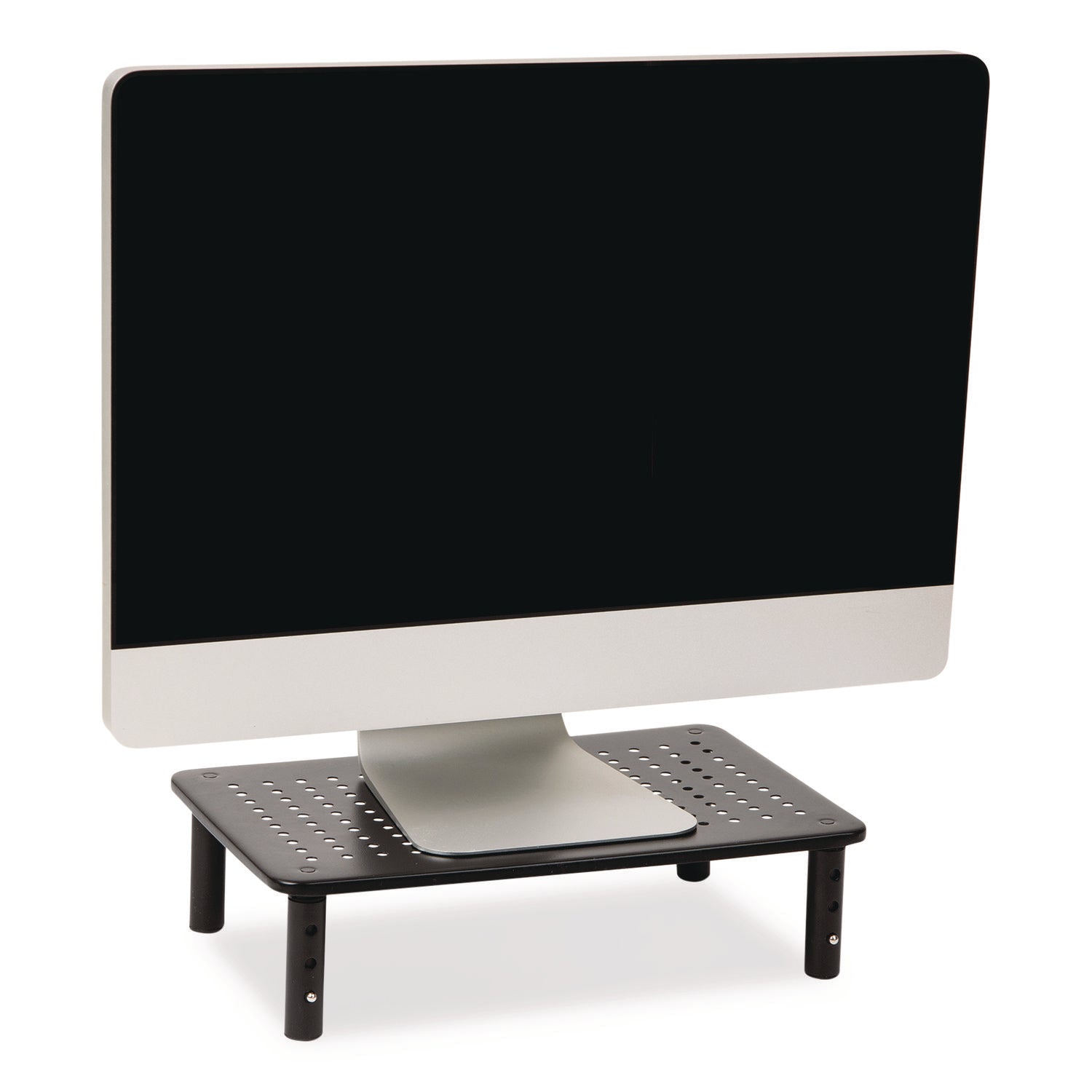 Mind Reader Adjustable Rectangular Monitor Stand, 14.5" x 9.25" x 4" to 5.5", Black, Supports 44 lb, 2/Pack