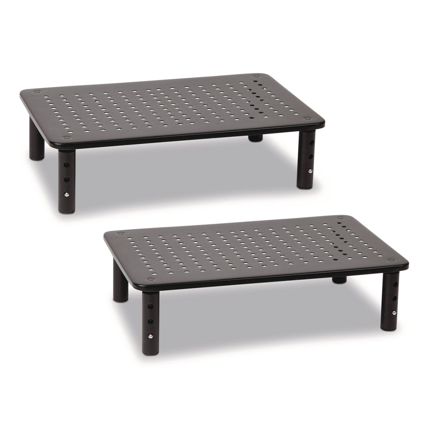 Mind Reader Adjustable Rectangular Monitor Stand, 14.5" x 9.25" x 4" to 5.5", Black, Supports 44 lb, 2/Pack