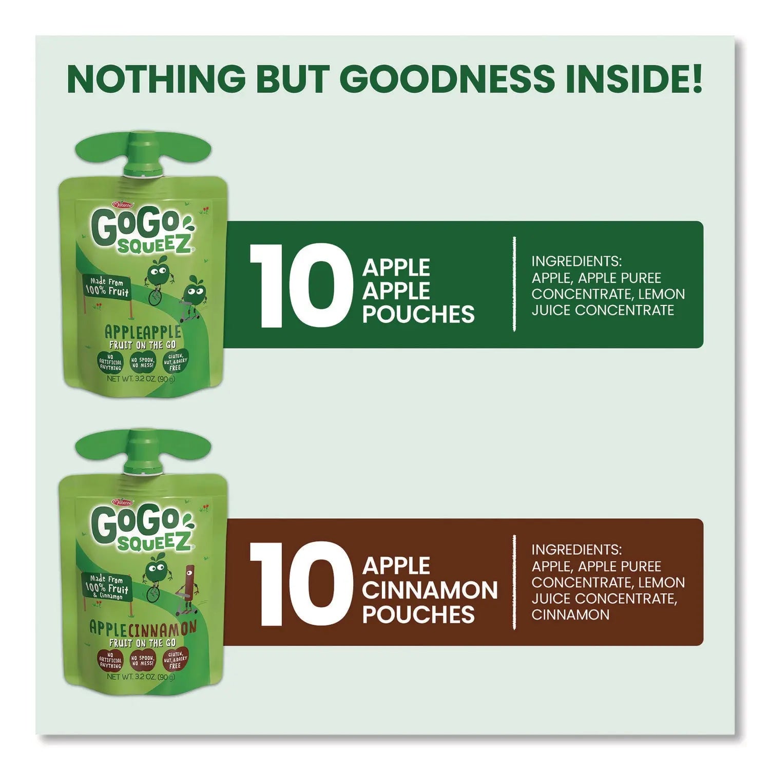 GoGo Squeez® Fruit on the Go, (10) Apple/(10) Apple Cinnamon, 3.2 oz Pouch, 20/Box GoGo Squeez® Flipcost