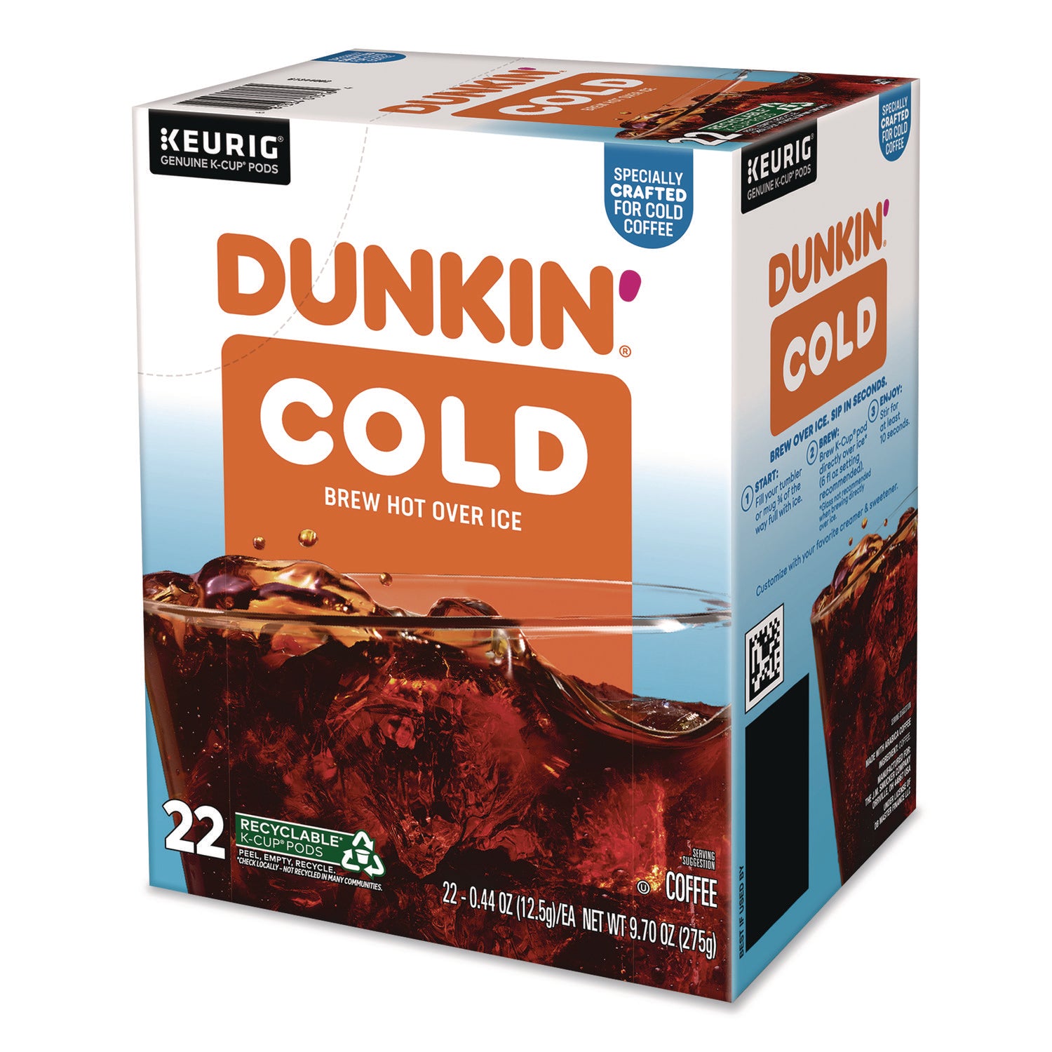 Dunkin'® Cold Iced Coffee K-Cups, Regular, 0.44 oz, 22/Box