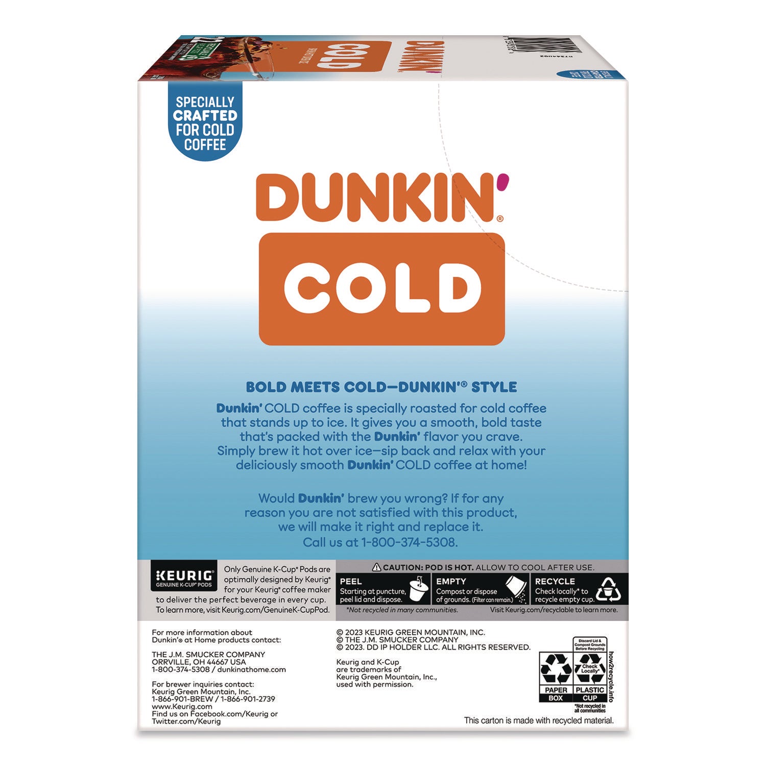 Dunkin'® Cold Iced Coffee K-Cups, Regular, 0.44 oz, 22/Box