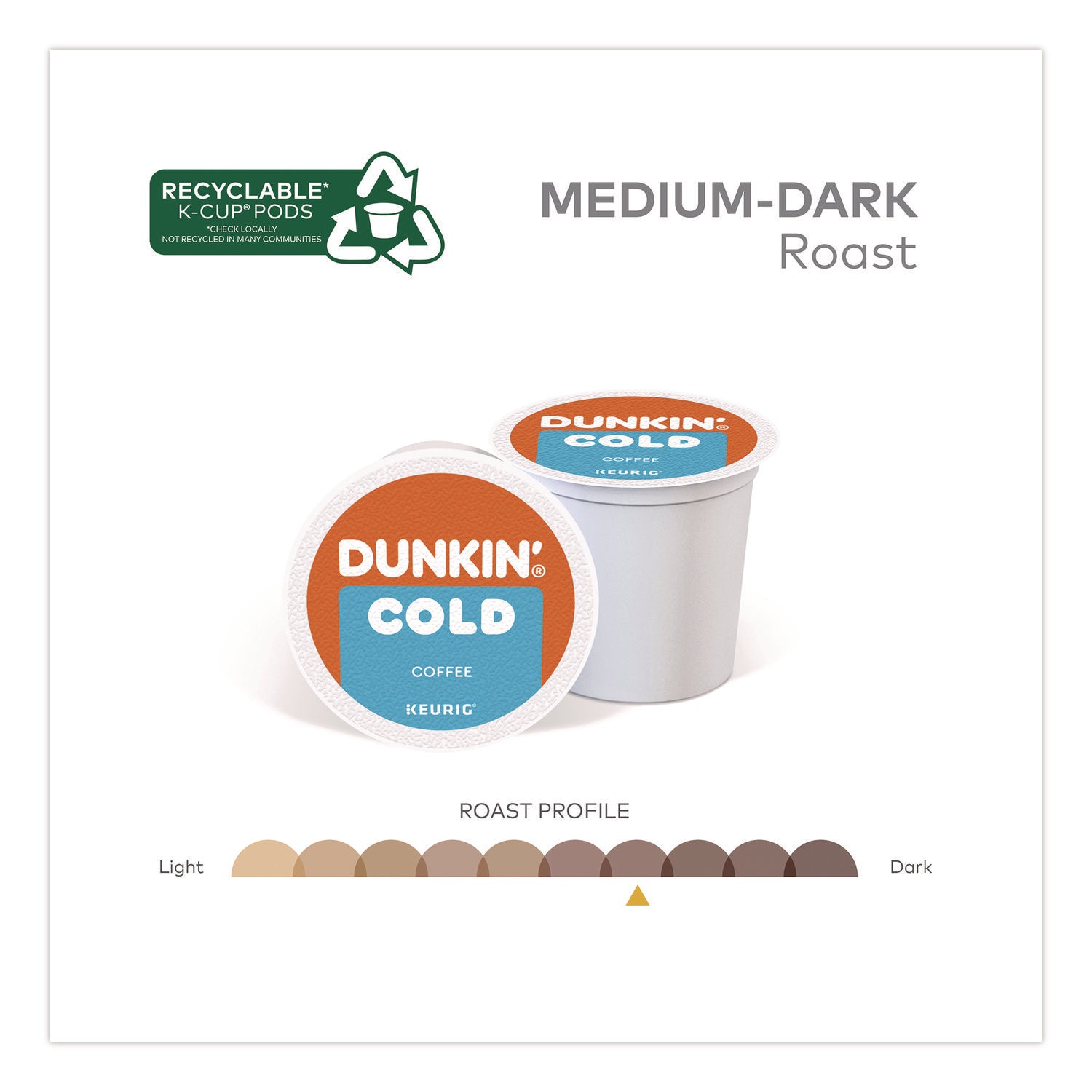 Dunkin'® Cold Iced Coffee K-Cups, Regular, 0.44 oz, 22/Box