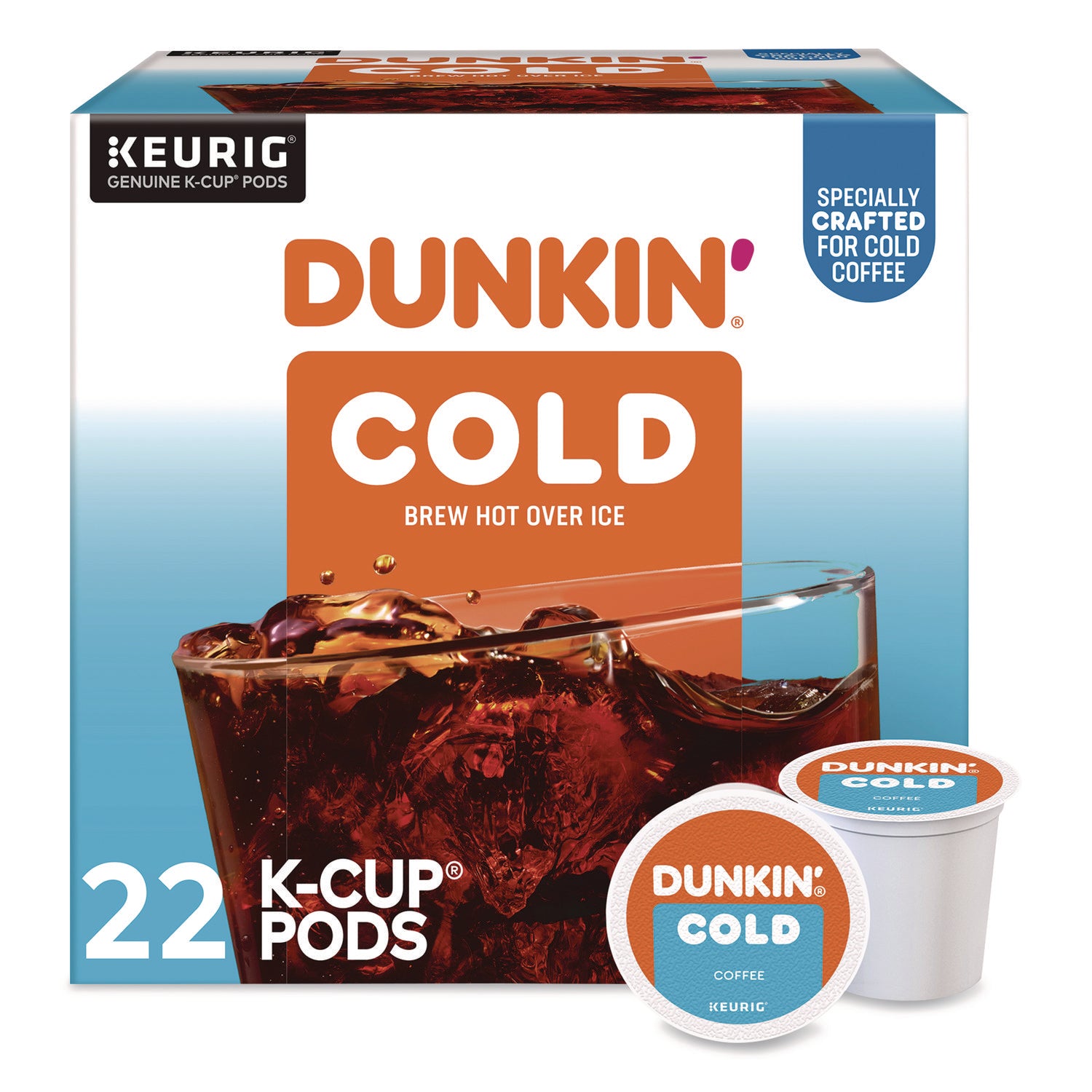 Dunkin'® Cold Iced Coffee K-Cups, Regular, 0.44 oz, 22/Box
