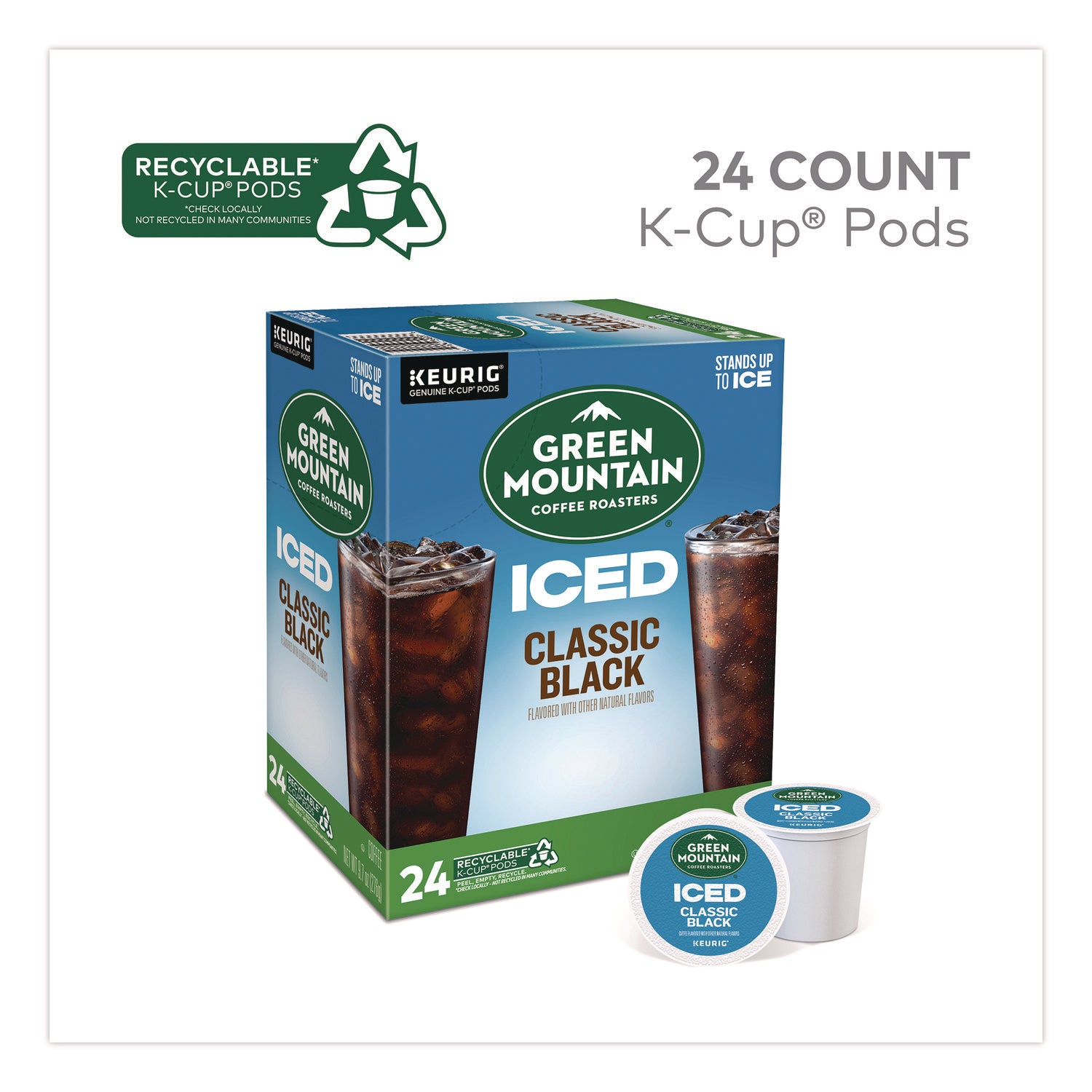 Green Mountain Coffee® Classic Black Brew Over Ice Coffee K-Cups, 0.4 oz, 24/Box