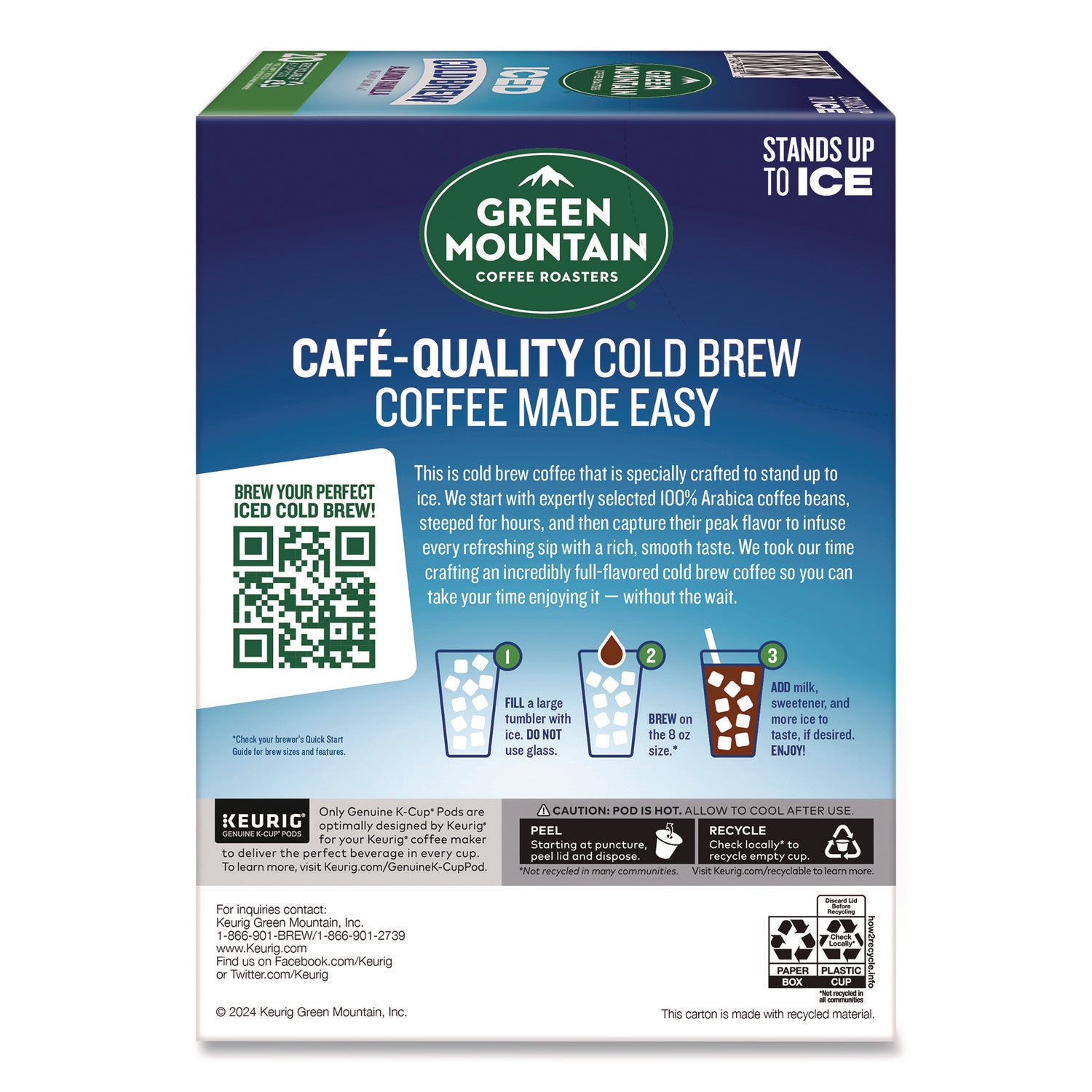 Green Mountain Coffee® Almond Vanilla Brew Over Ice Coffee K-Cups, 0.21 oz, 20/Box