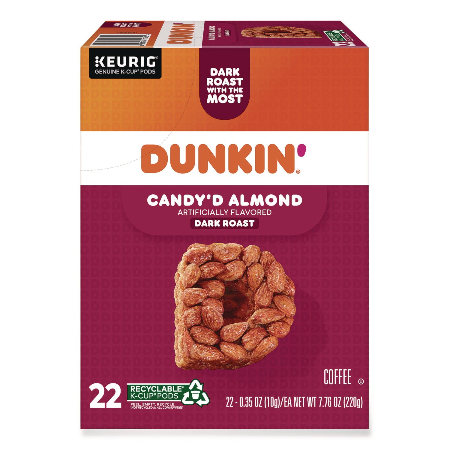 Dunkin'® Candy'd Almond Coffee K-Cups, 0.35 oz, 22/Box
