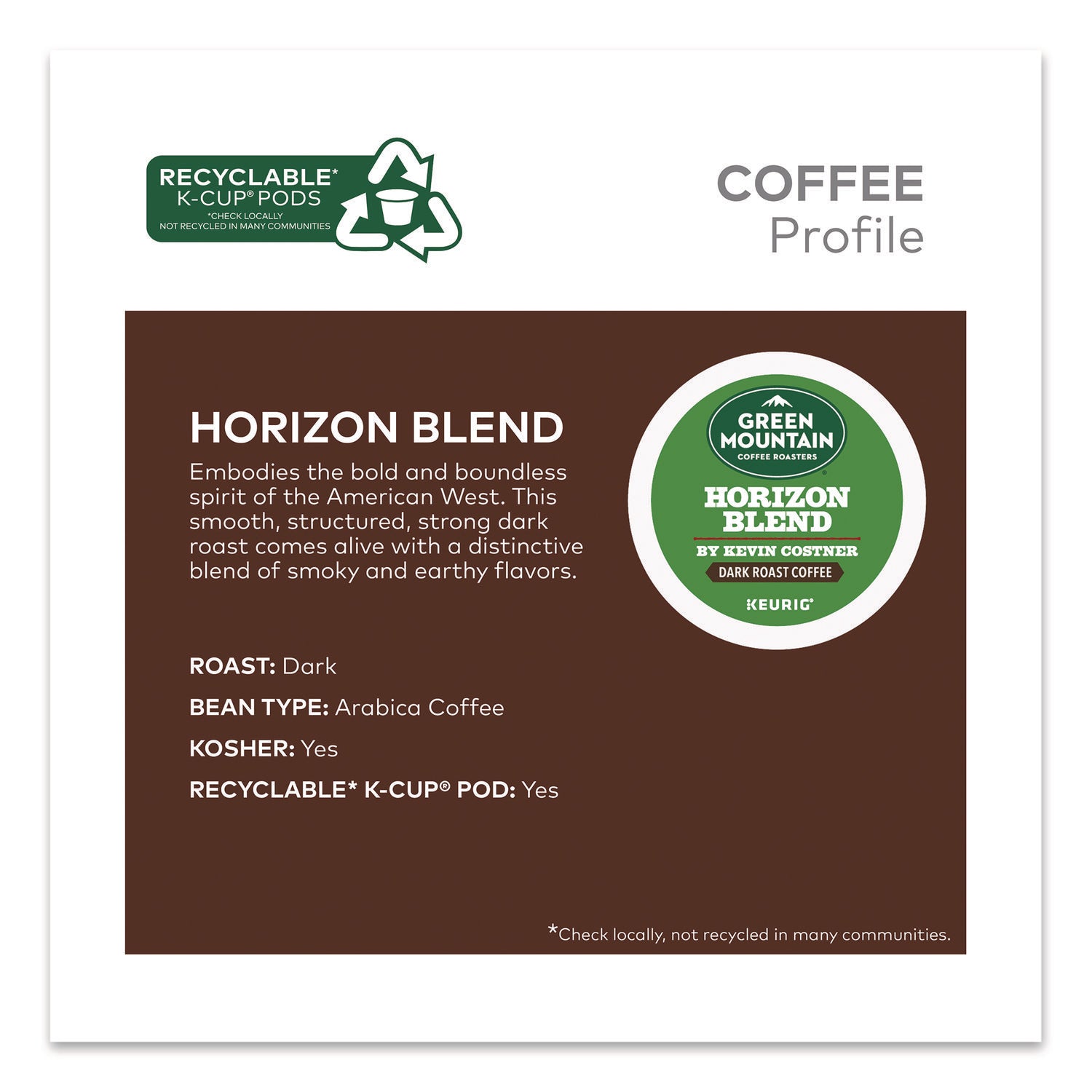 Green Mountain Coffee® Horizon Blend by Kevin Costner Coffee K-Cups, 0.37 oz, 24/Box
